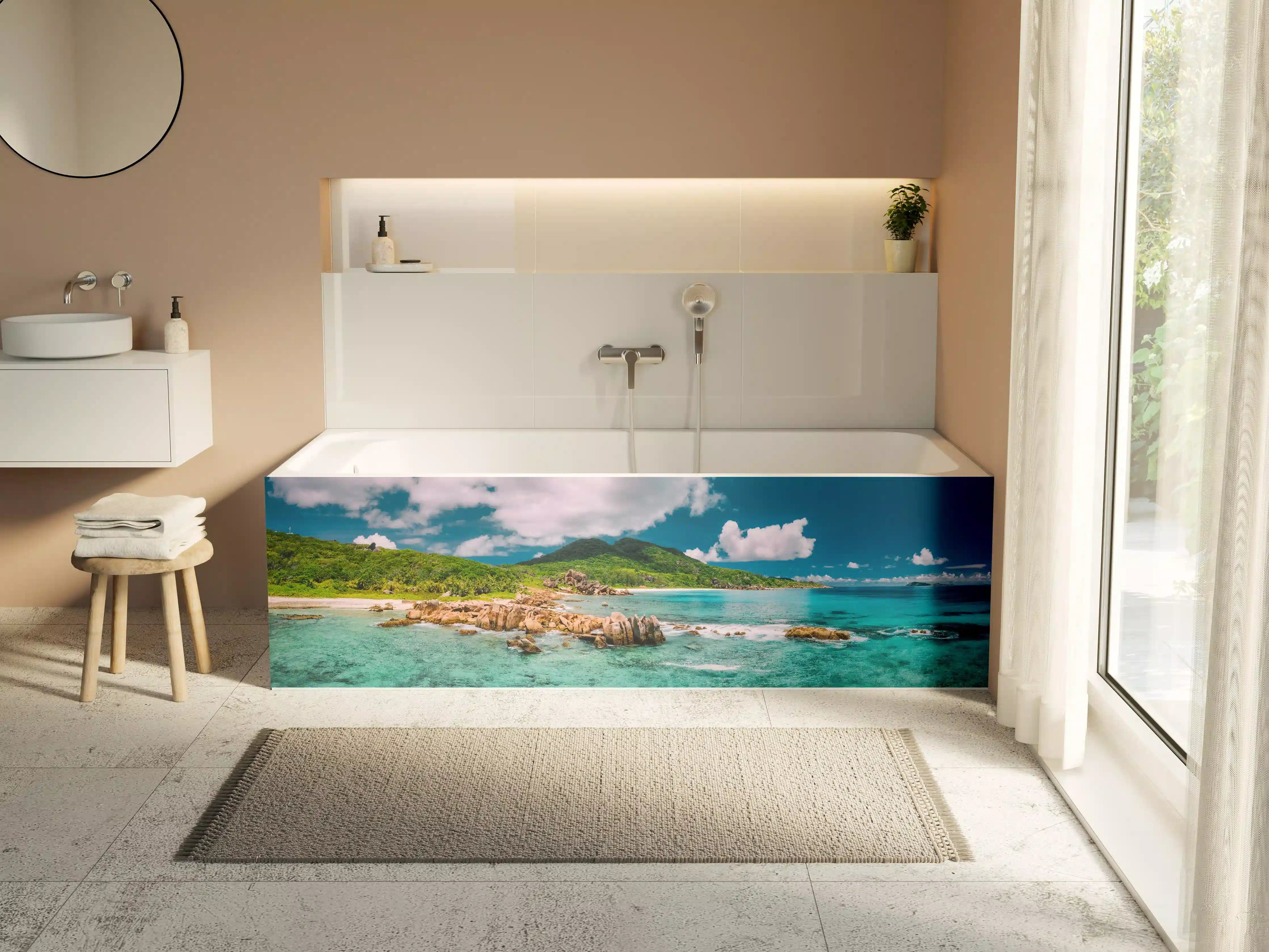 Badewannen-Rückwand - Der Strand Grand Anse - La Digue