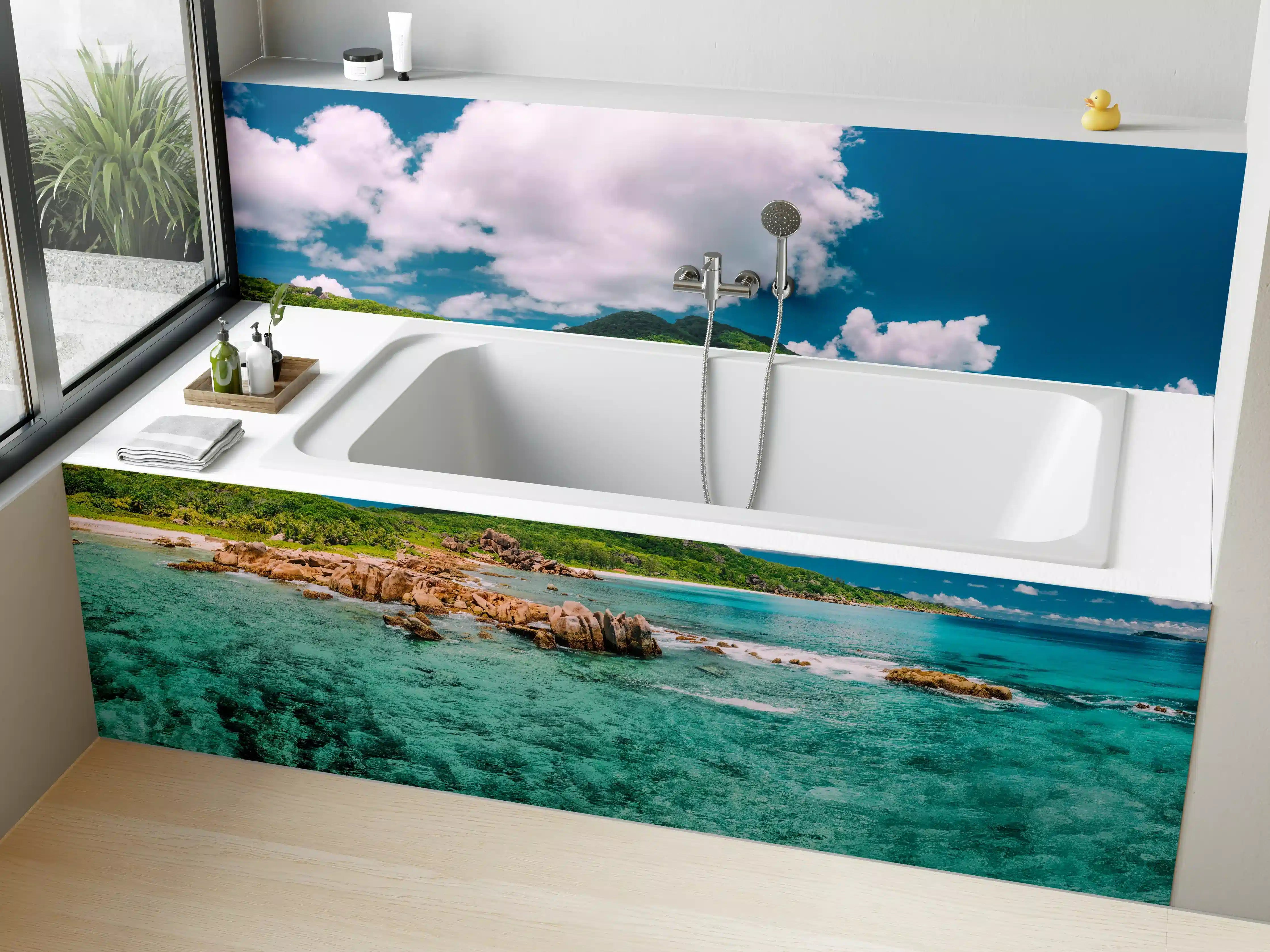 Badewannen-Rückwand - Der Strand Grand Anse - La Digue