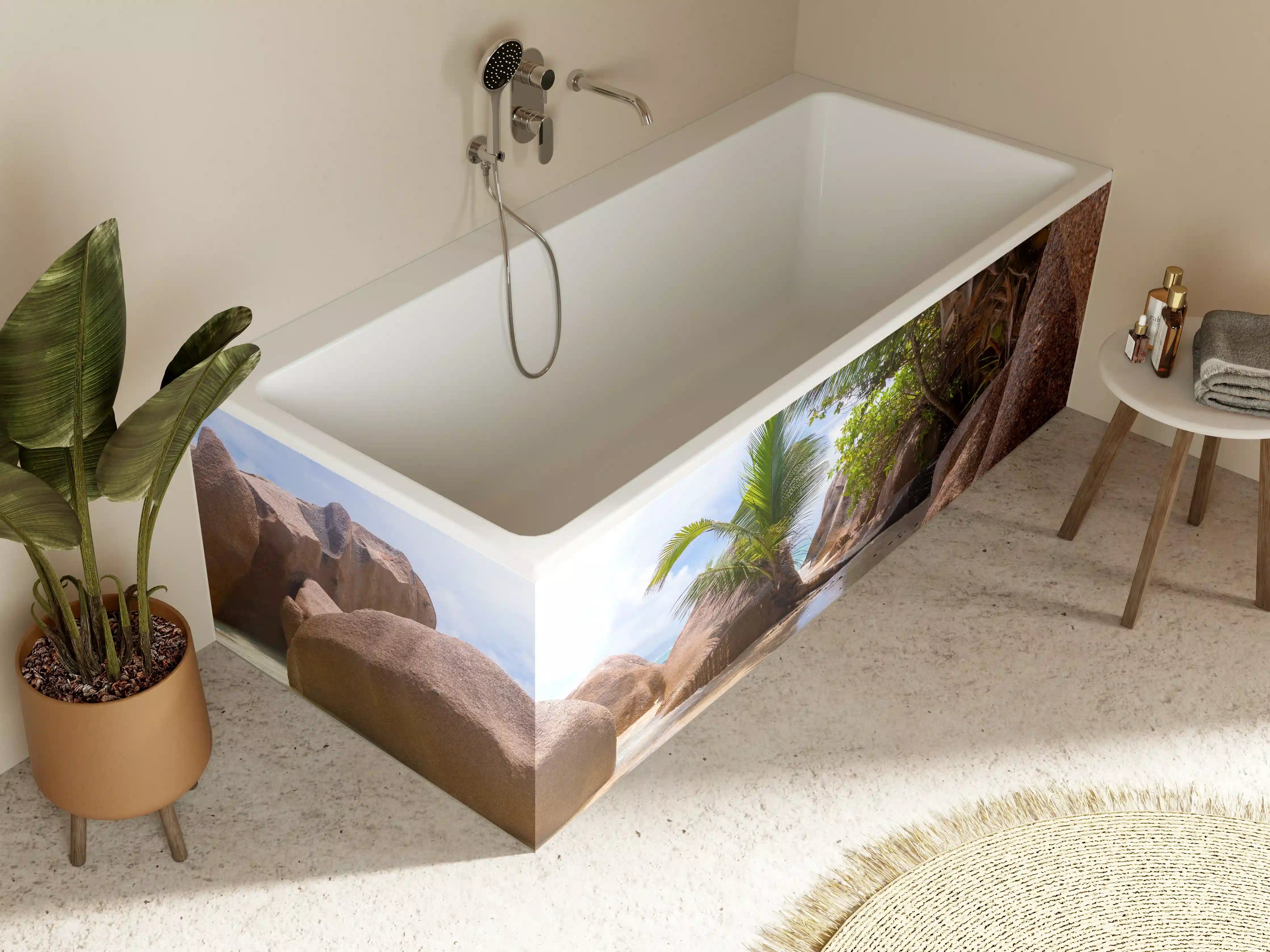 Badewannen-Rückwand - Der Traumstrand - Anse Source d Argent