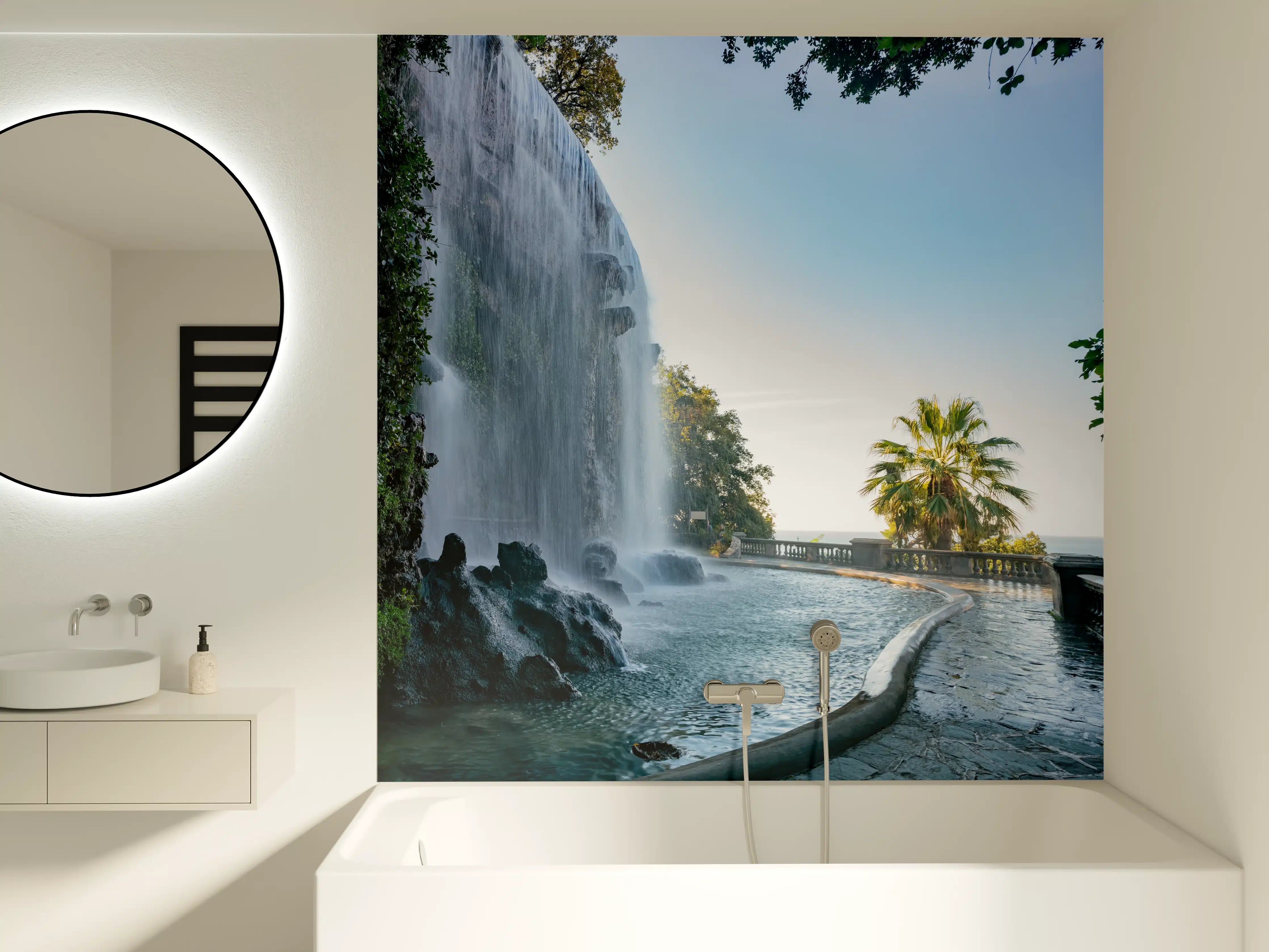 Badewannen-Rückwand - Der Wasserfall Cascade Du Casteu in Castel Hill