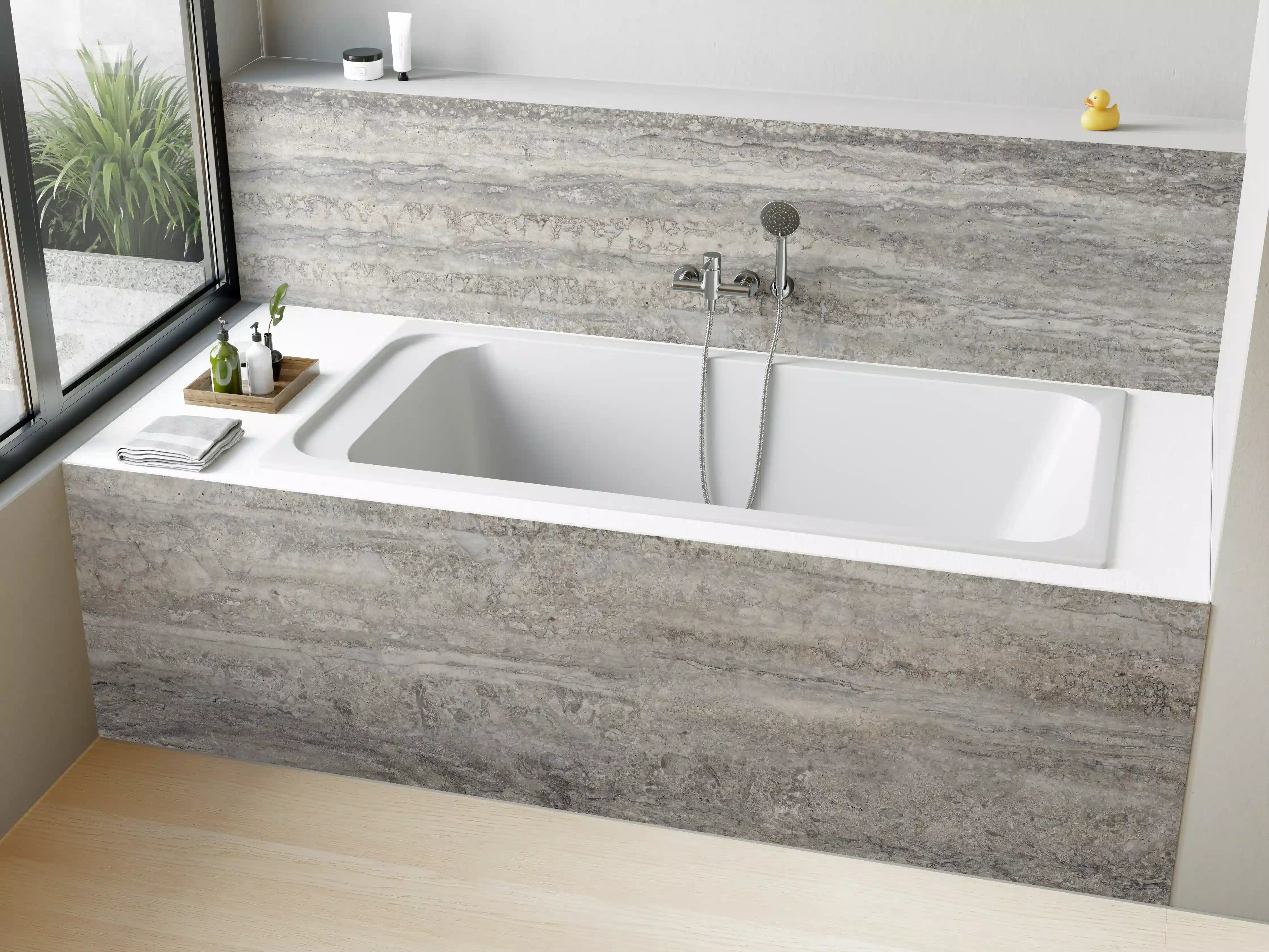 Badewannen-Rückwand - Dezenter Travertin Marmor