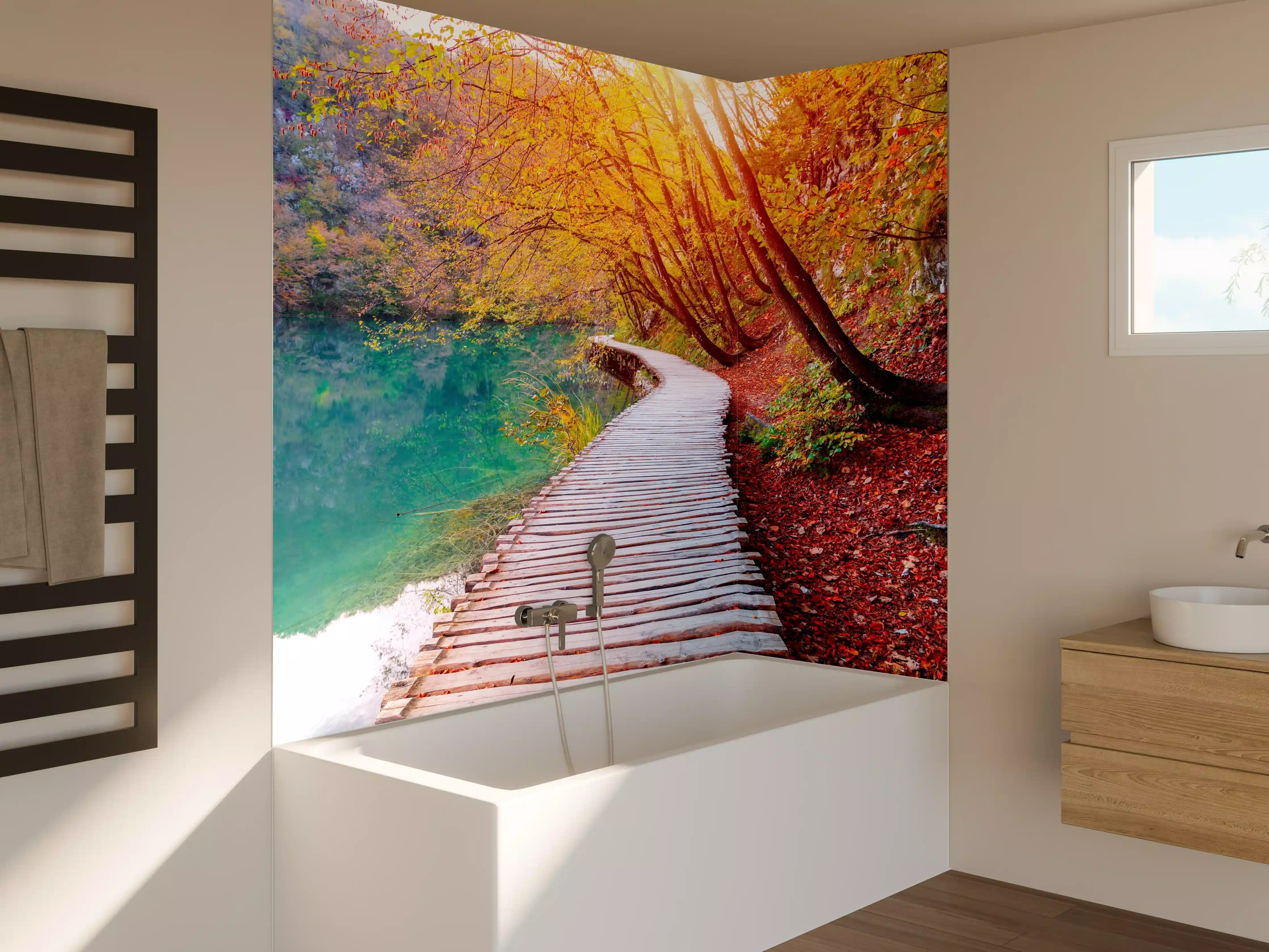 Badewannen-Rückwand - Die berühmten Plitvicer Seen im Herbst