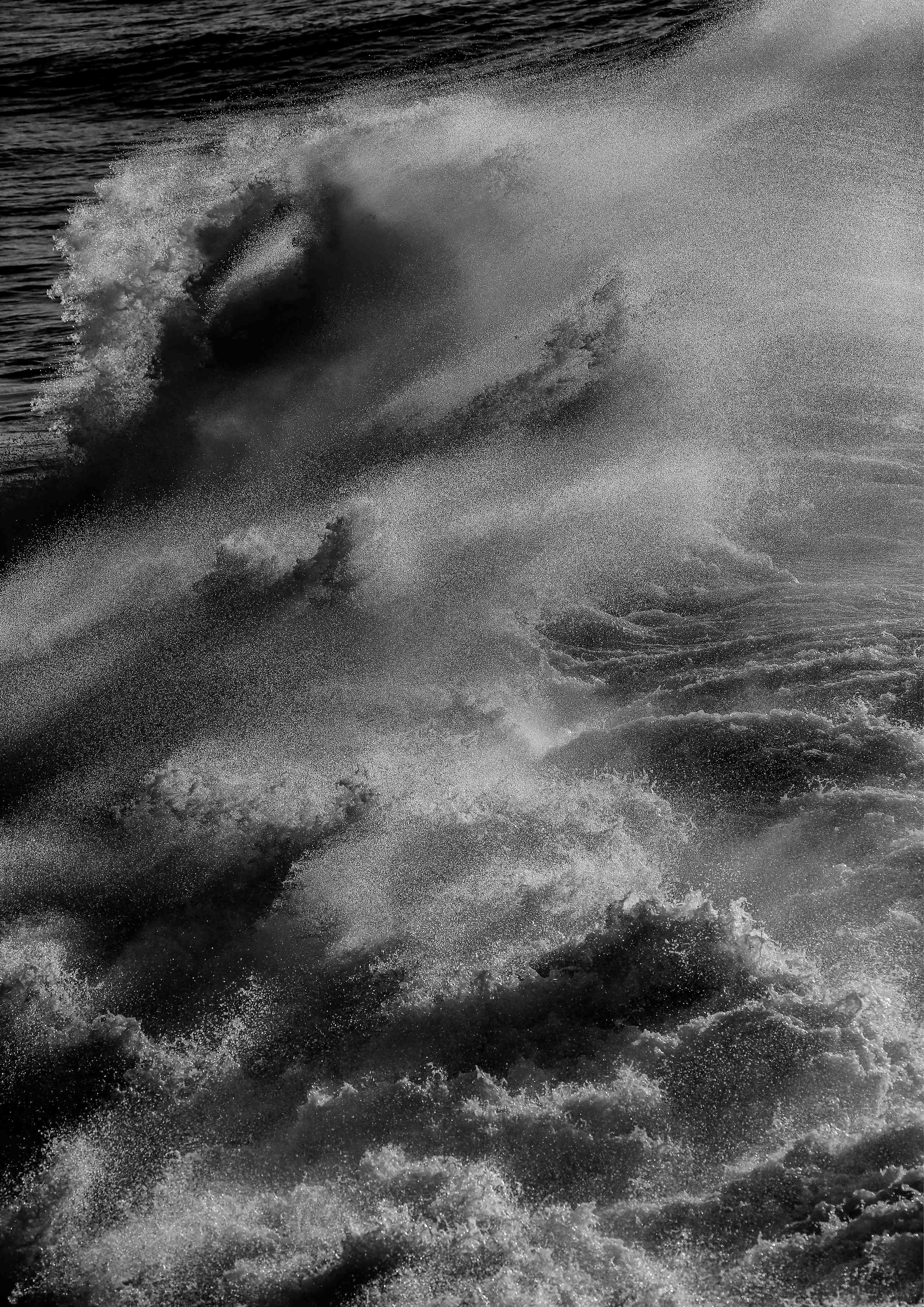 Badewannen-Rückwand-Dramatische Meereswellen monochrom