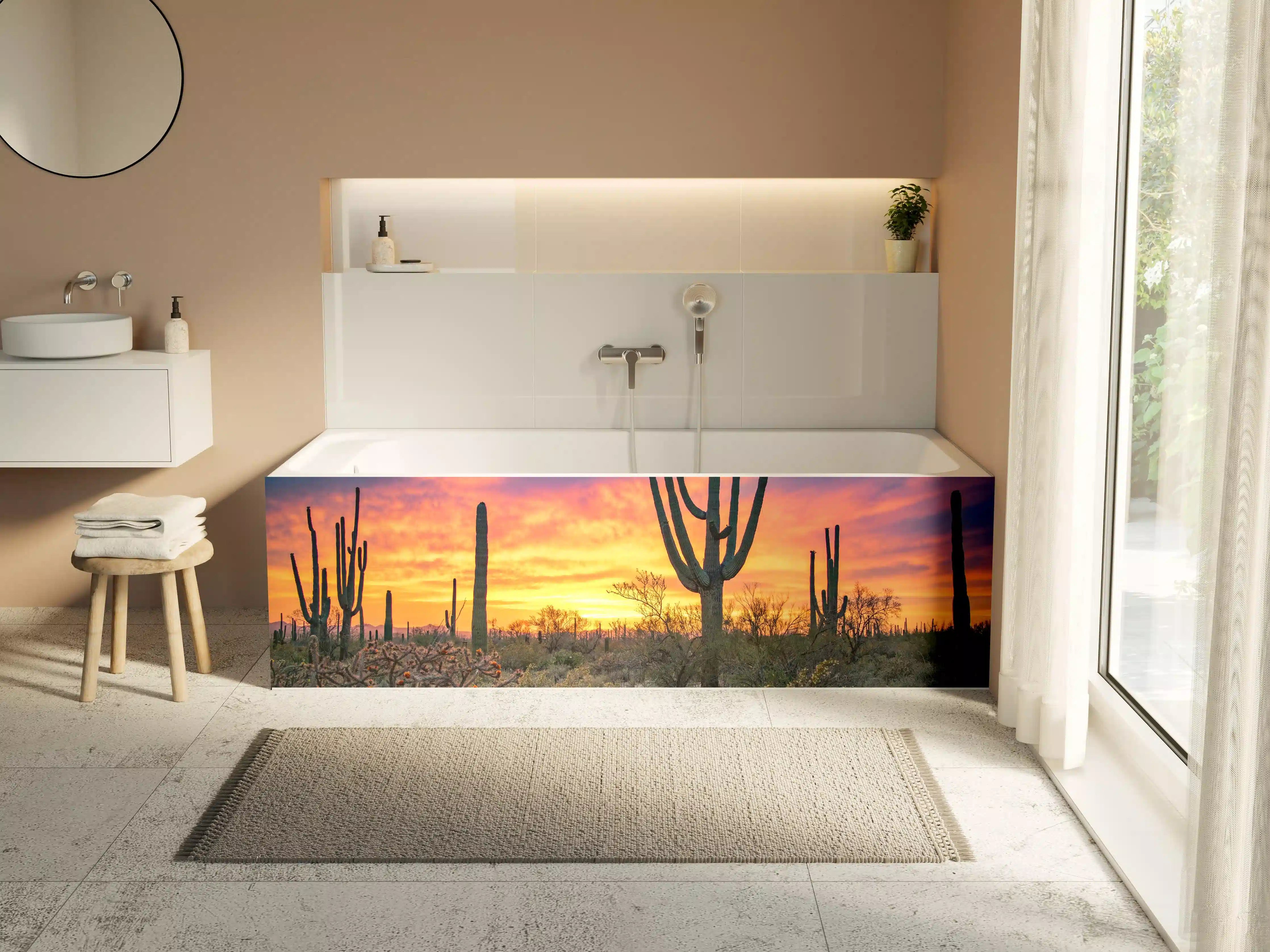 Badewannen-Rückwand - Dramatischer Wüstensonnenuntergang