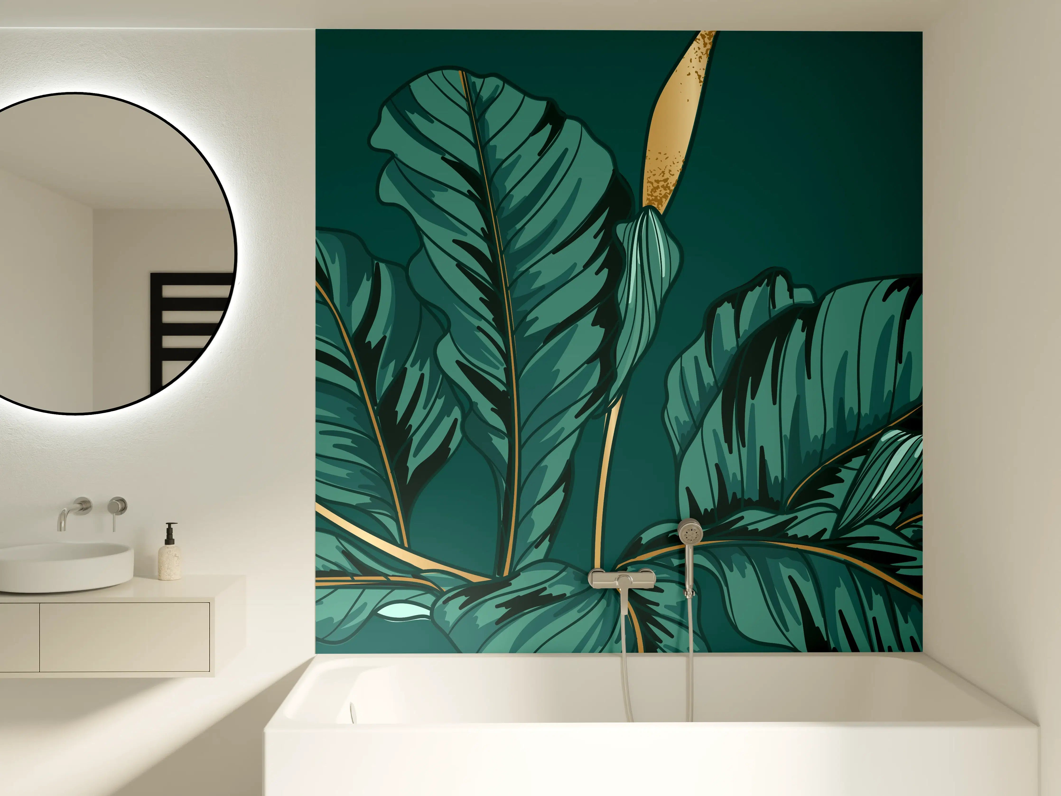 Badewannen-Rückwand - Dschungel-Grün-Blatt-Design