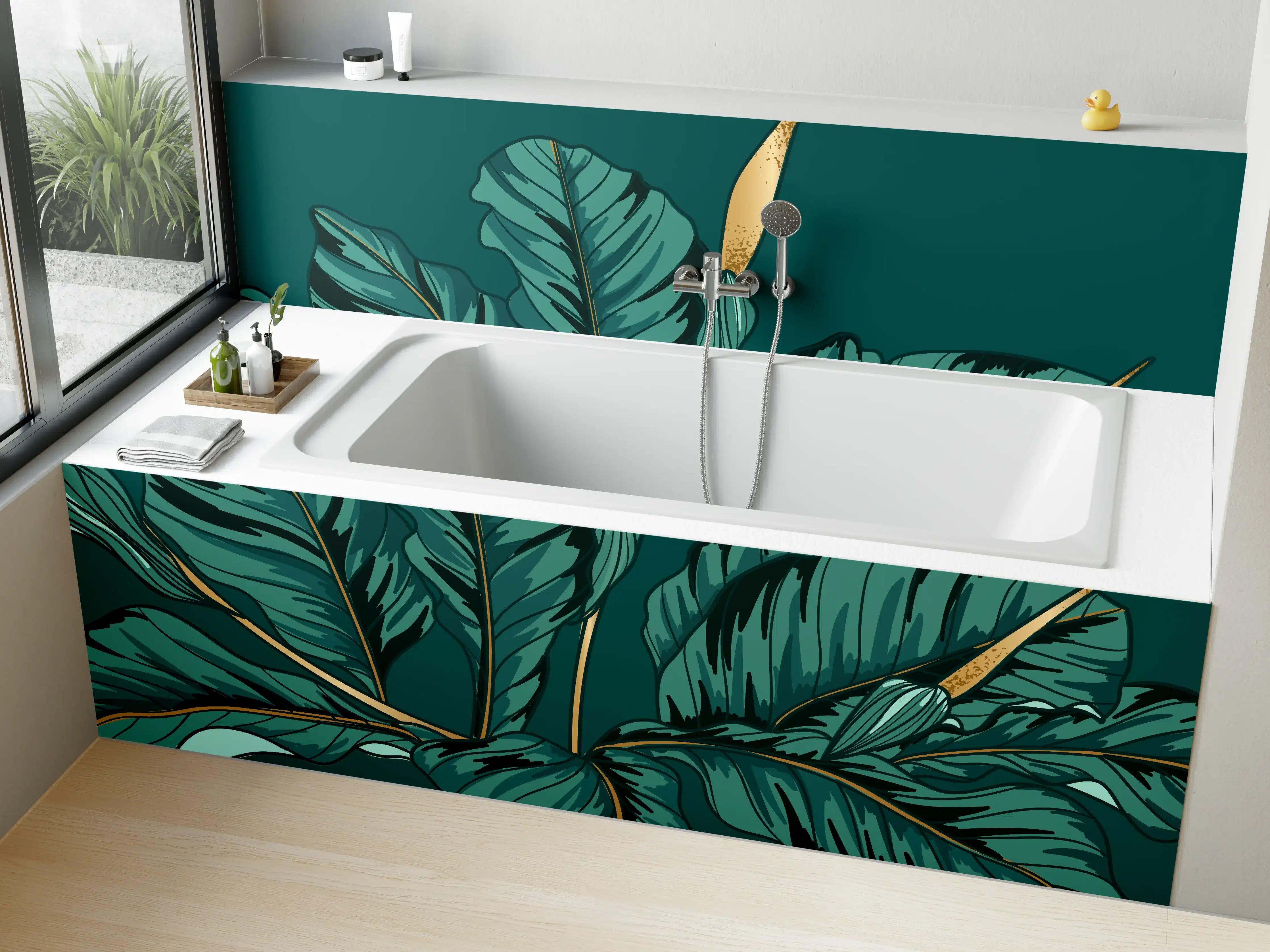 Badewannen-Rückwand - Dschungel-Grün-Blatt-Design