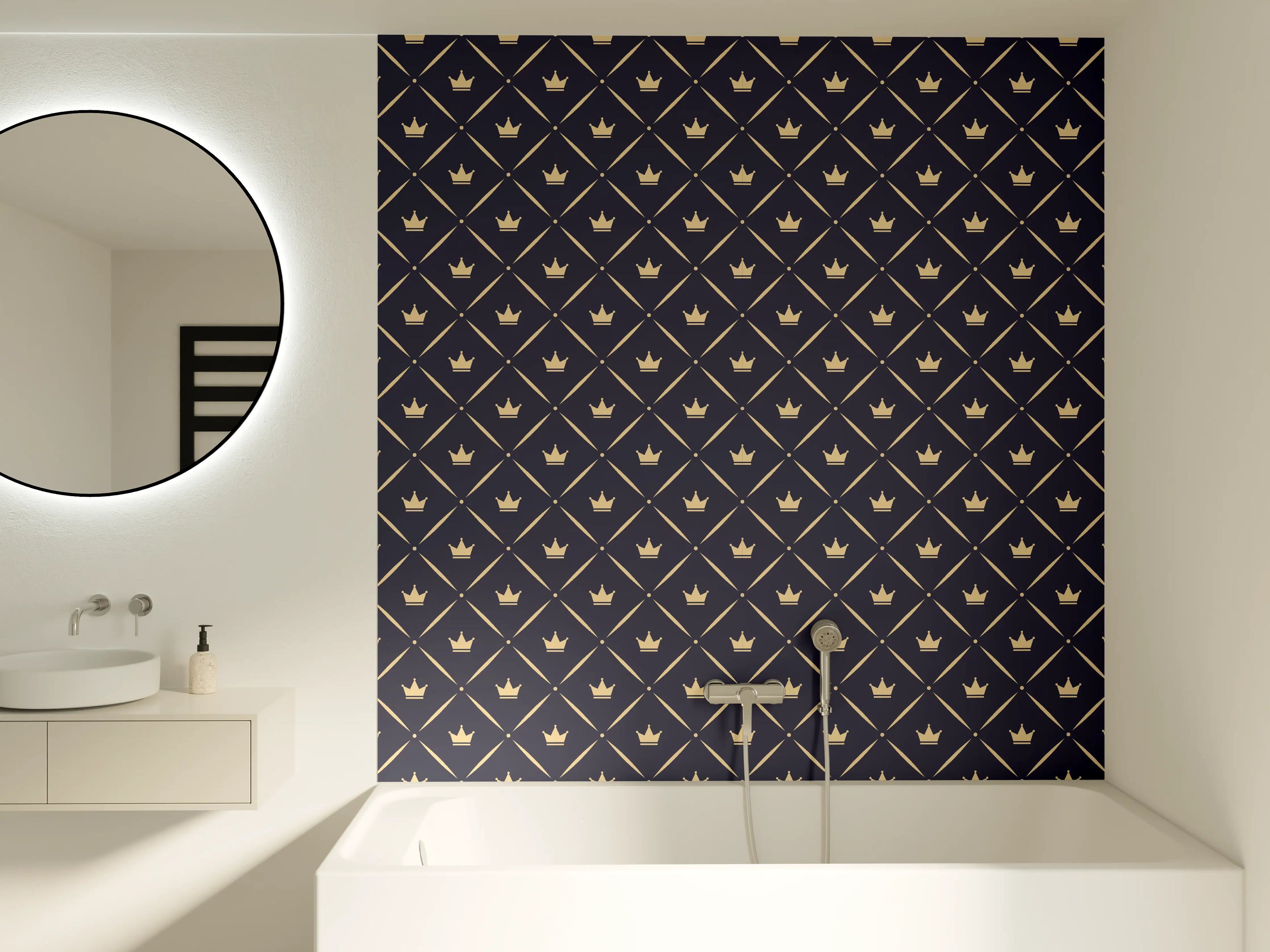 Badewannen-Rückwand - Dunkelblau Geometrisches Muster