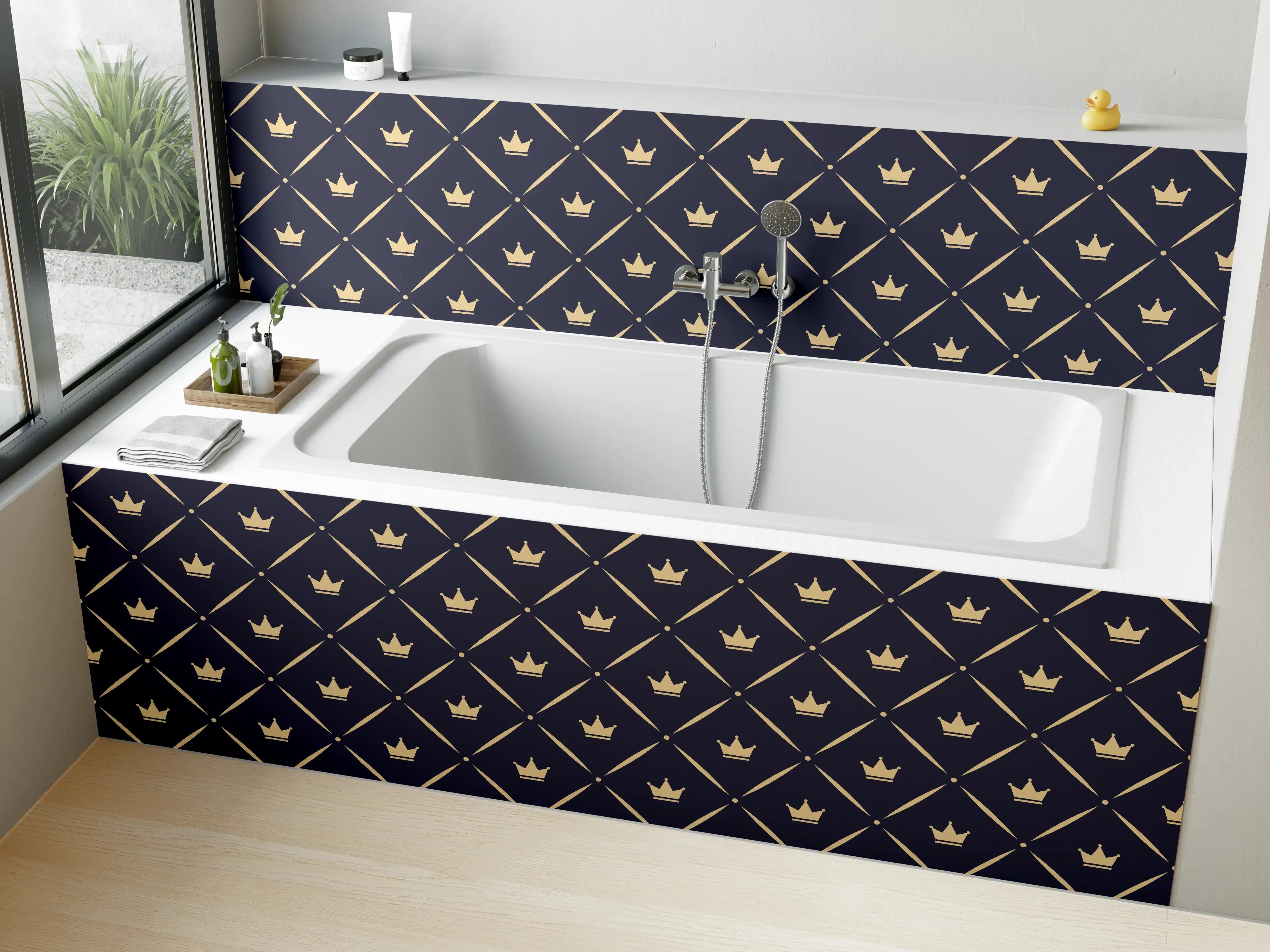 Badewannen-Rückwand - Dunkelblau Geometrisches Muster