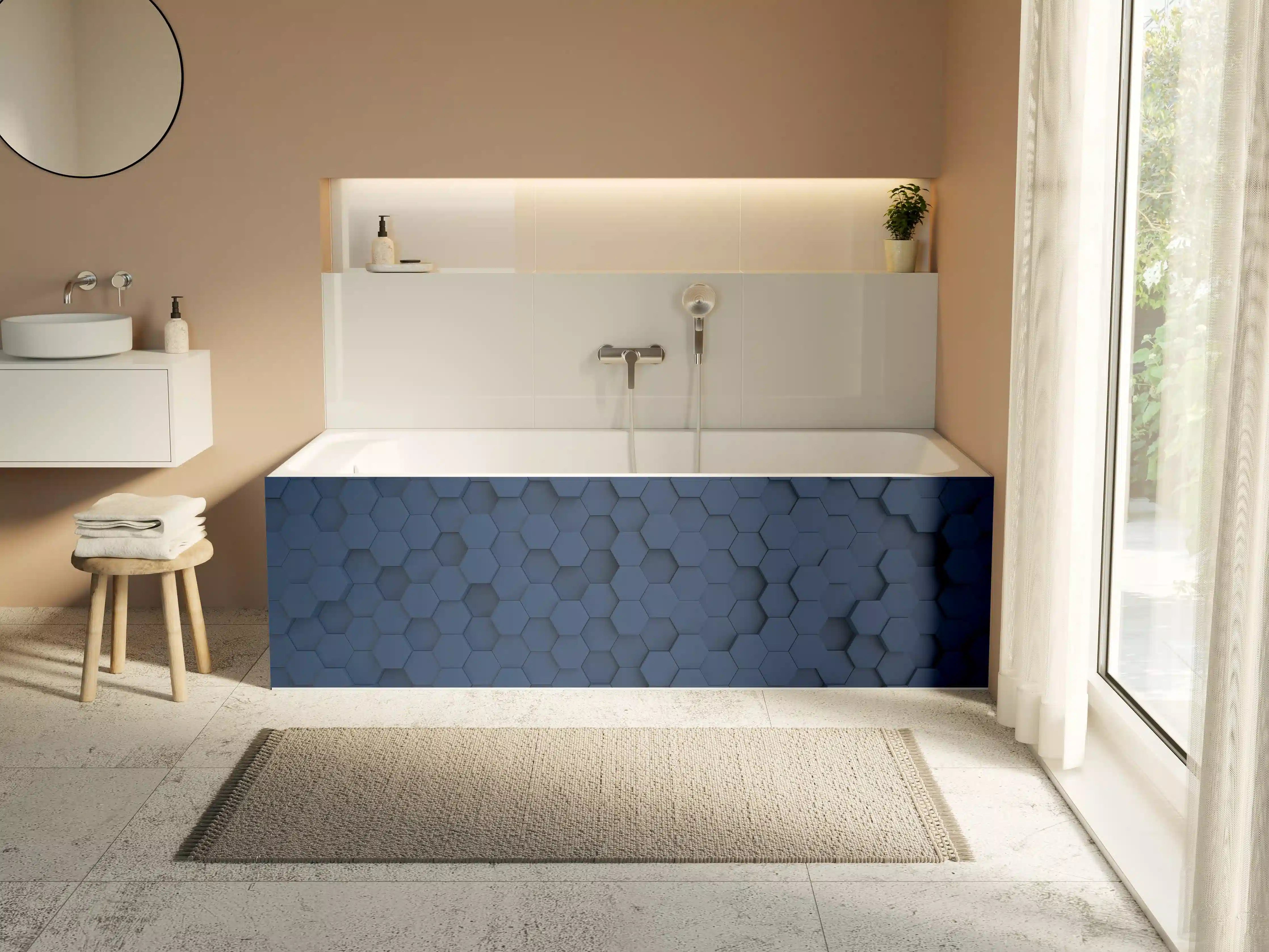 Badewannen-Rückwand - Dunkelblaue Hexagon Hintergrundstruktur