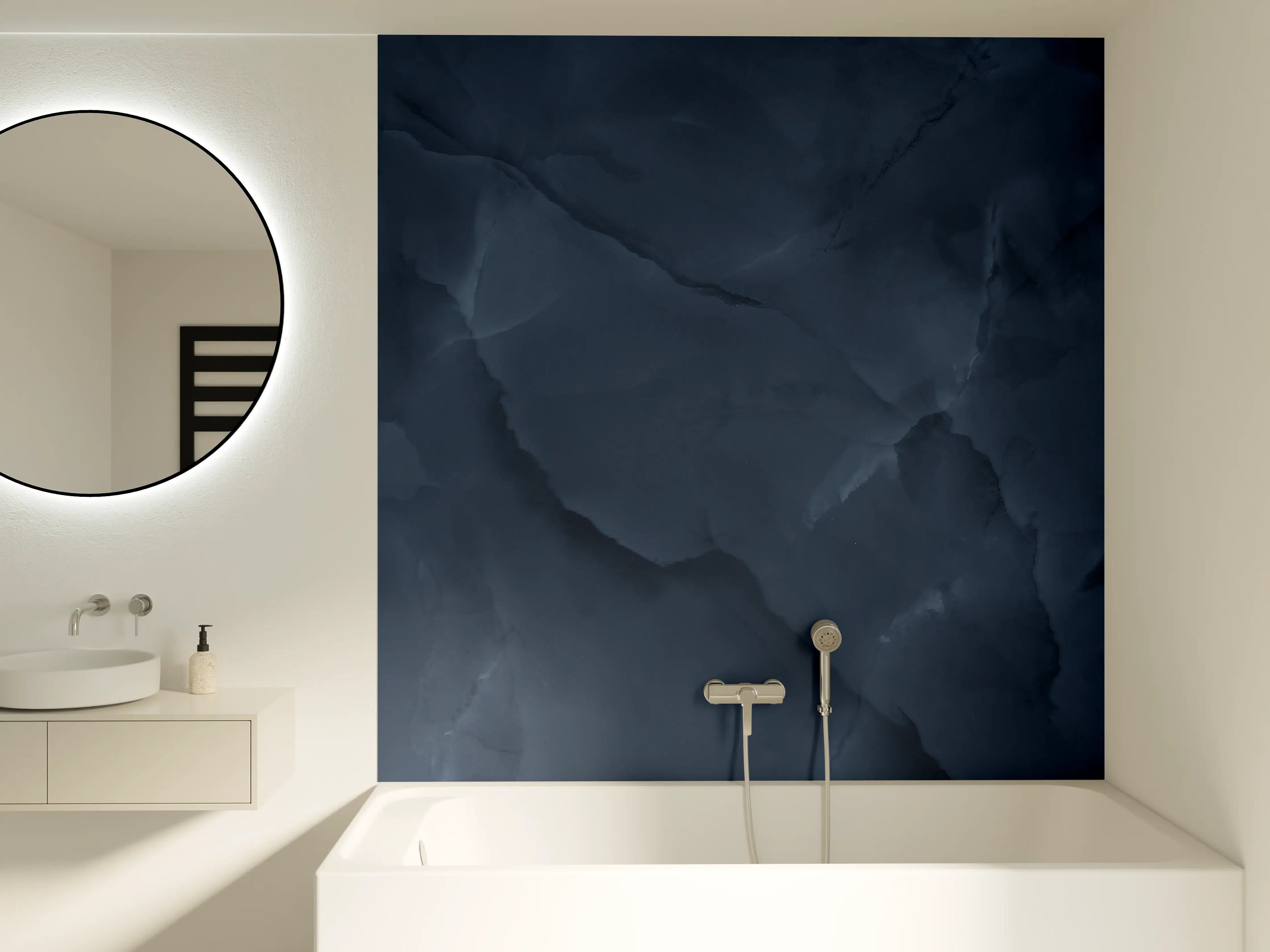 Badewannen-Rückwand - Dunkelblauer Onyx-Marmor
