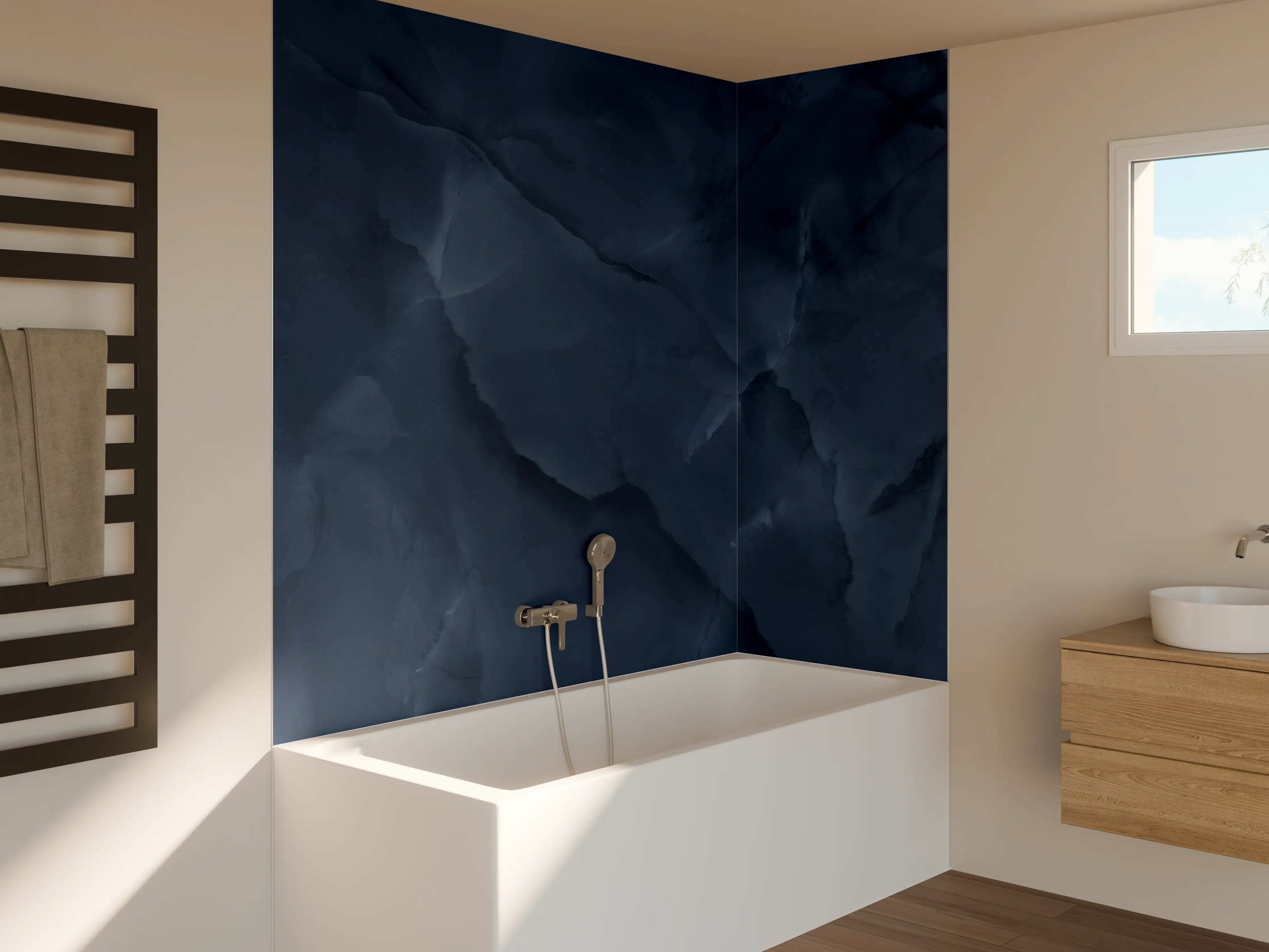 Badewannen-Rückwand - Dunkelblauer Onyx-Marmor