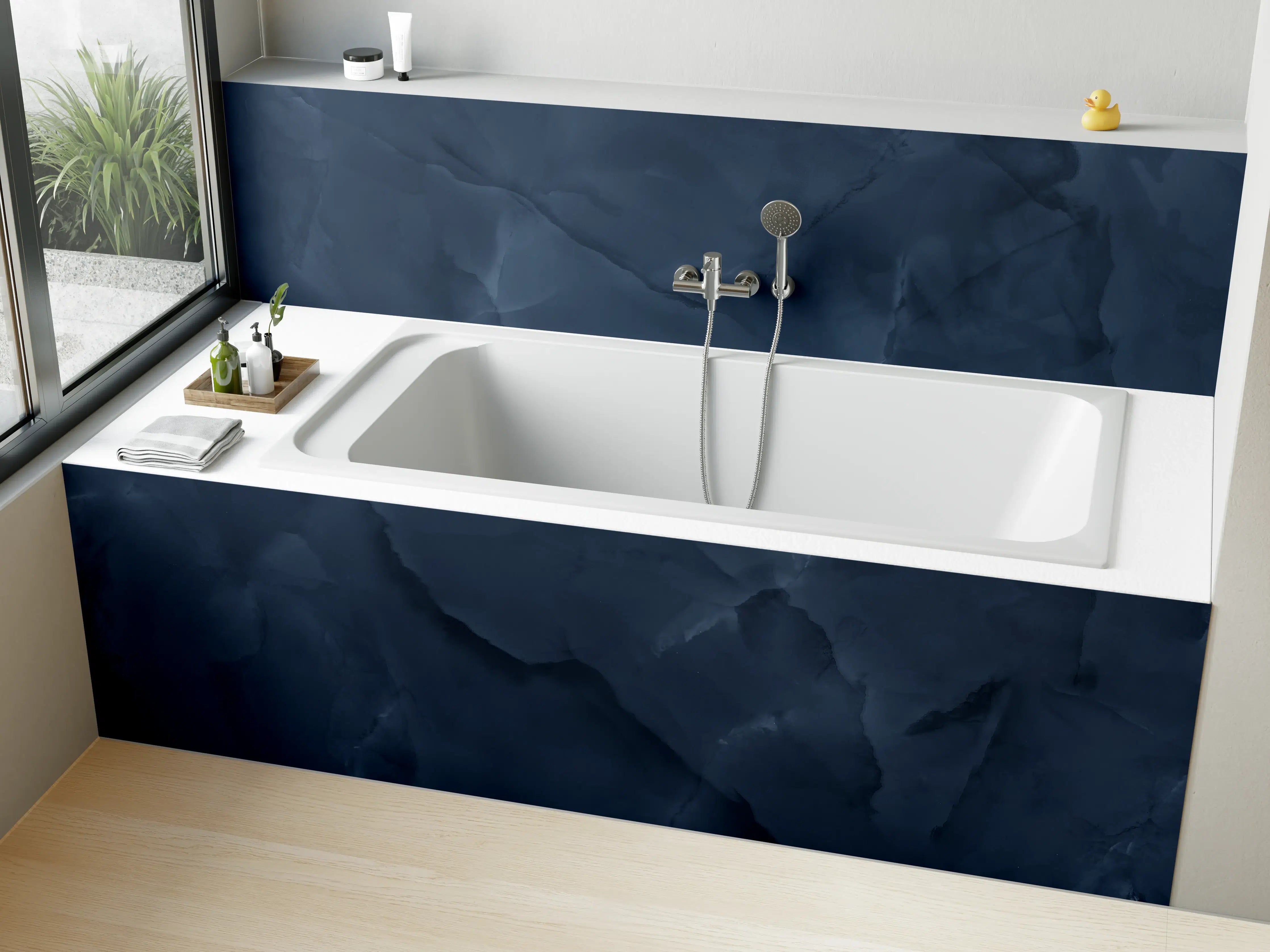 Badewannen-Rückwand - Dunkelblauer Onyx-Marmor