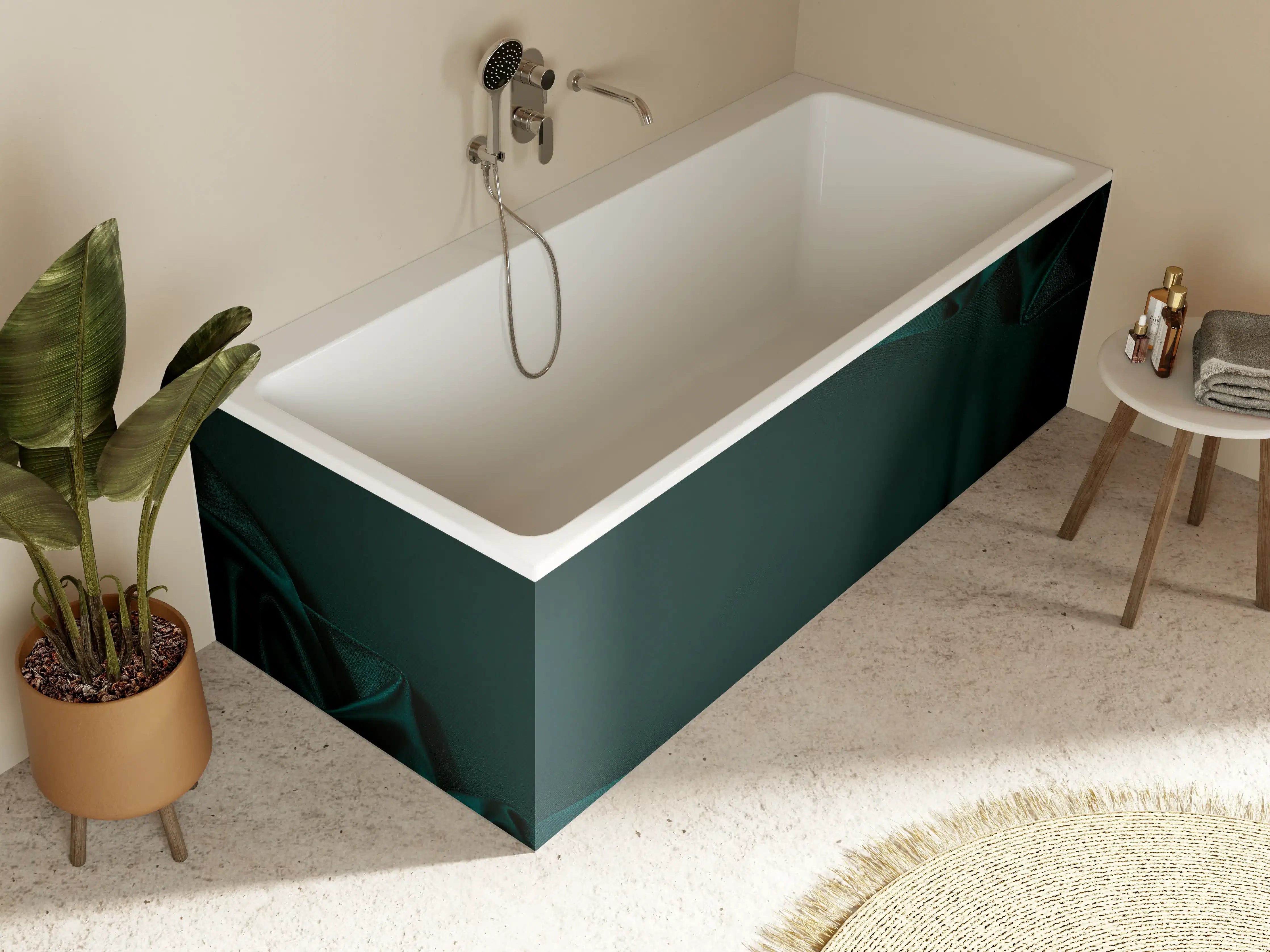 Badewannen-Rückwand - Dunkelblauer Seidensatin Luxus