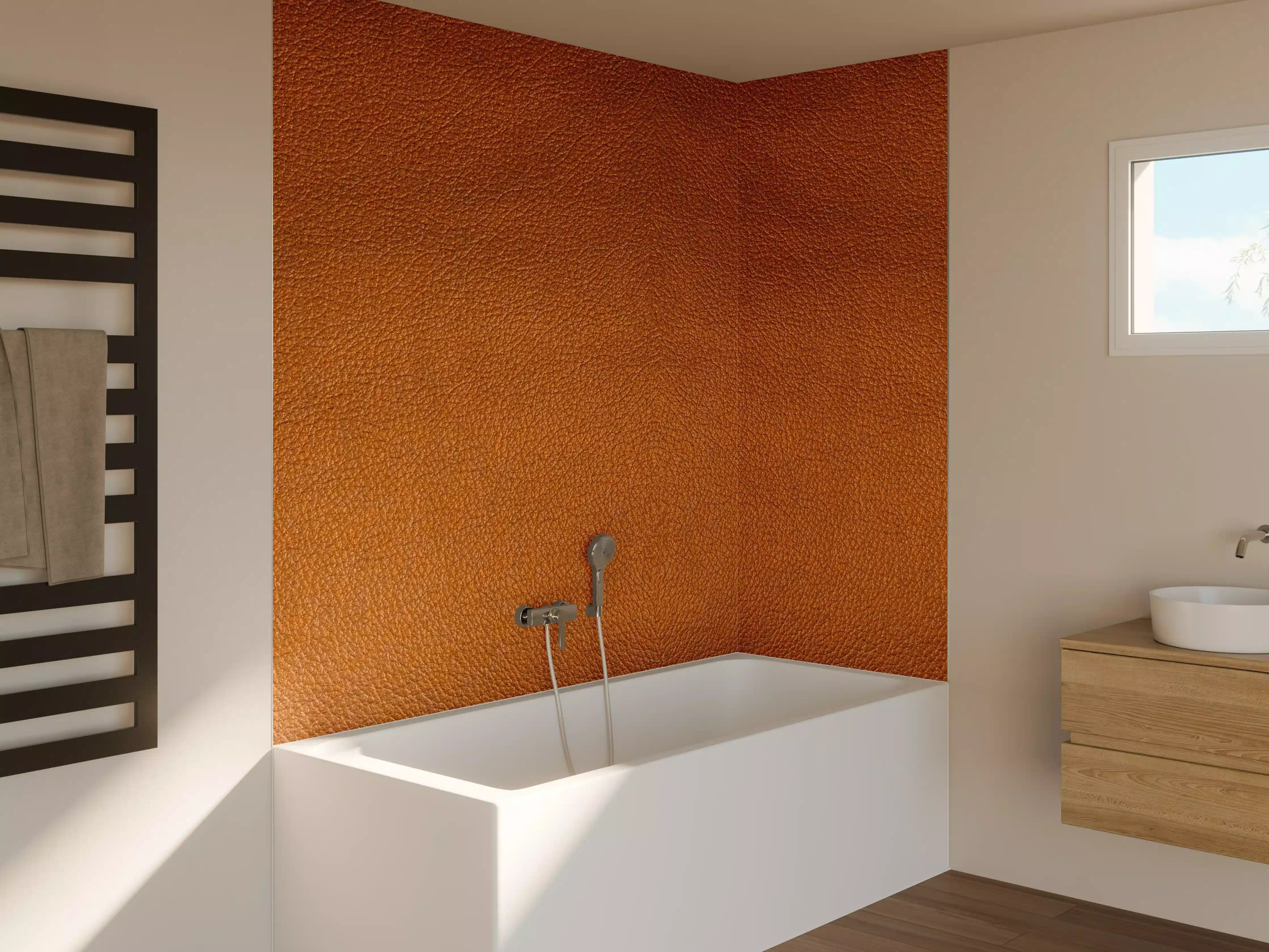 Badewannen-Rückwand - Dunkelbraune Leder Textur