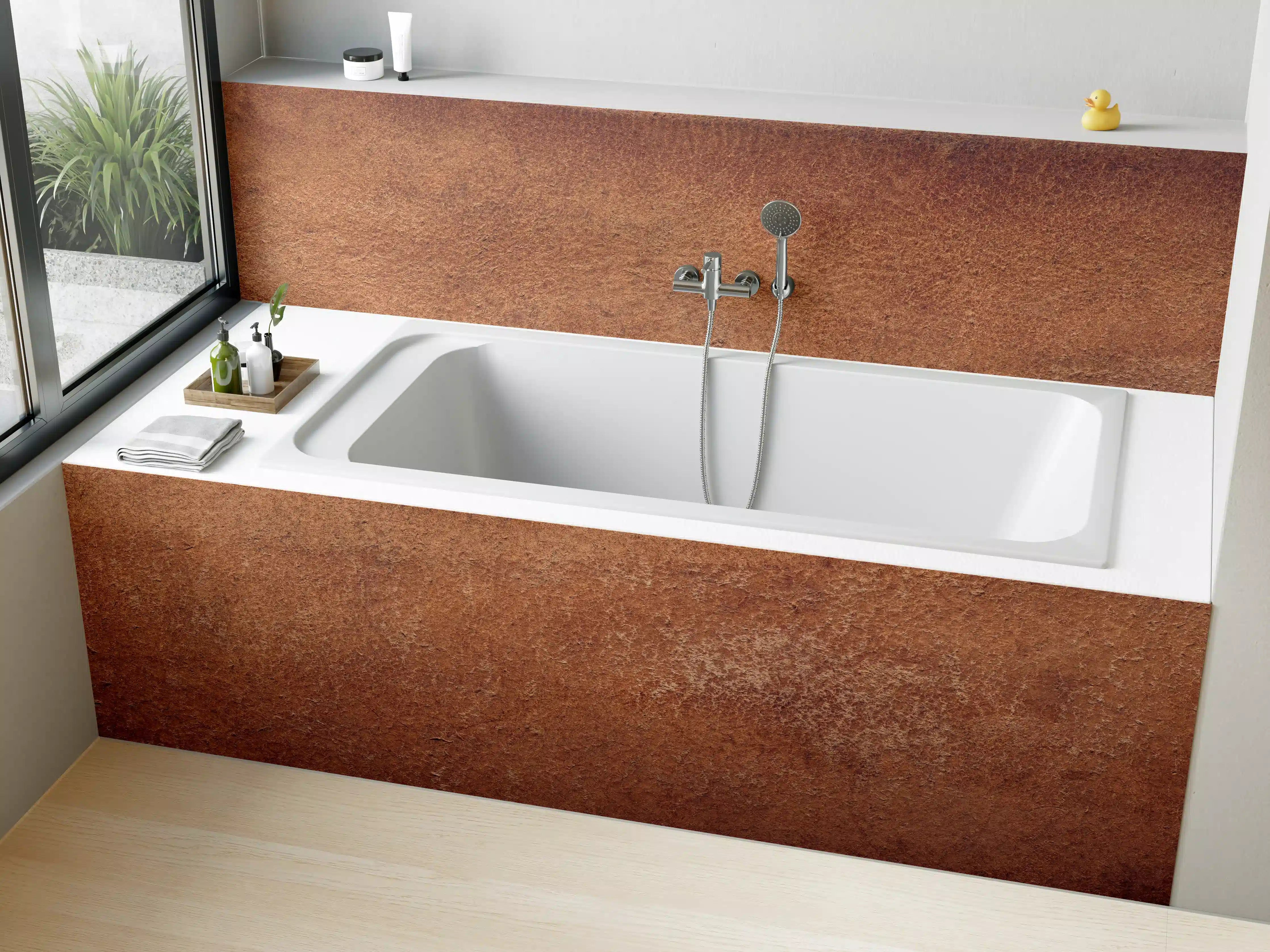 Badewannen-Rückwand - Dunkelbraune Ledertextur
