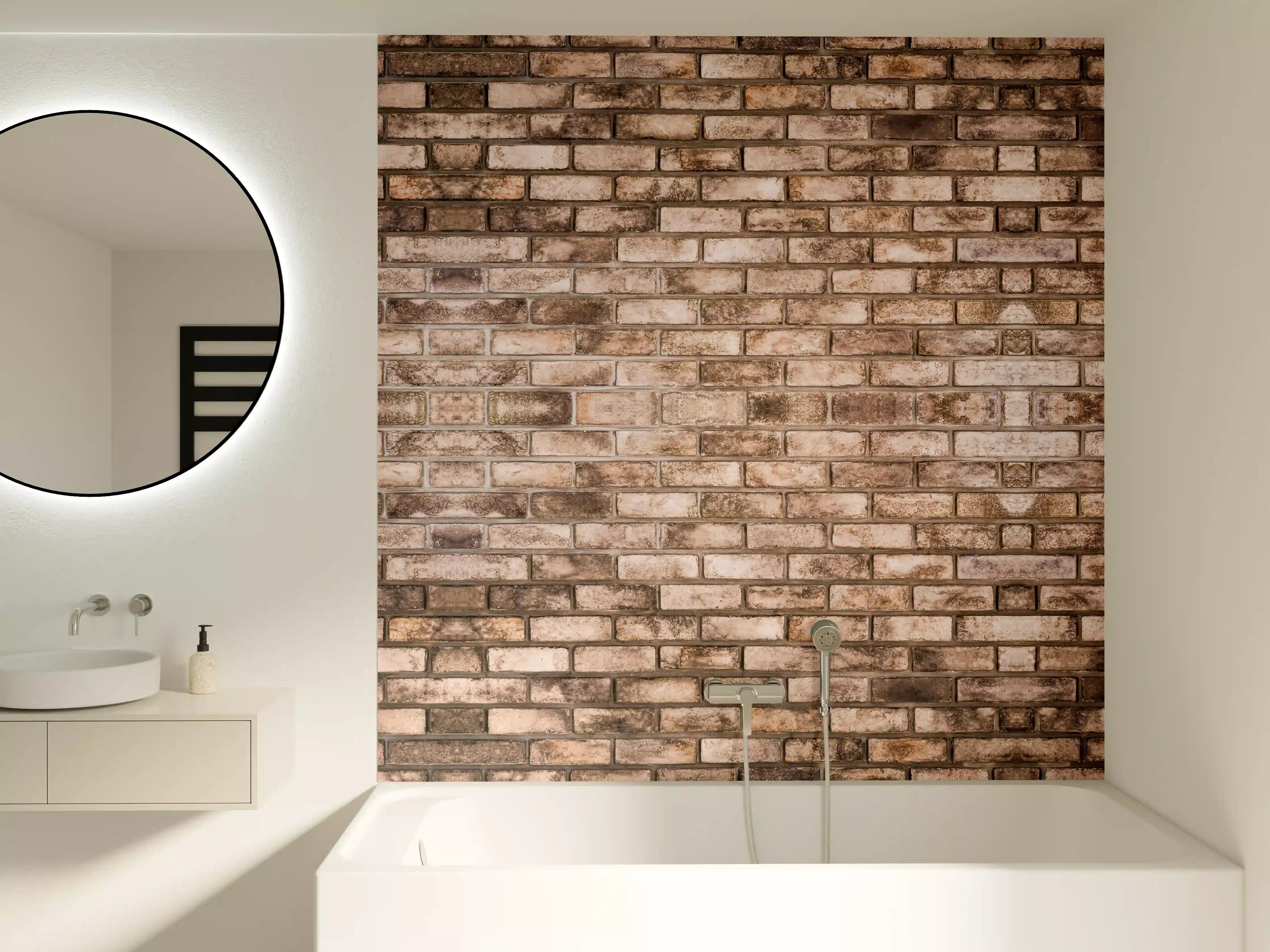 Badewannen-Rückwand - Dunkelbraune Steinmauer