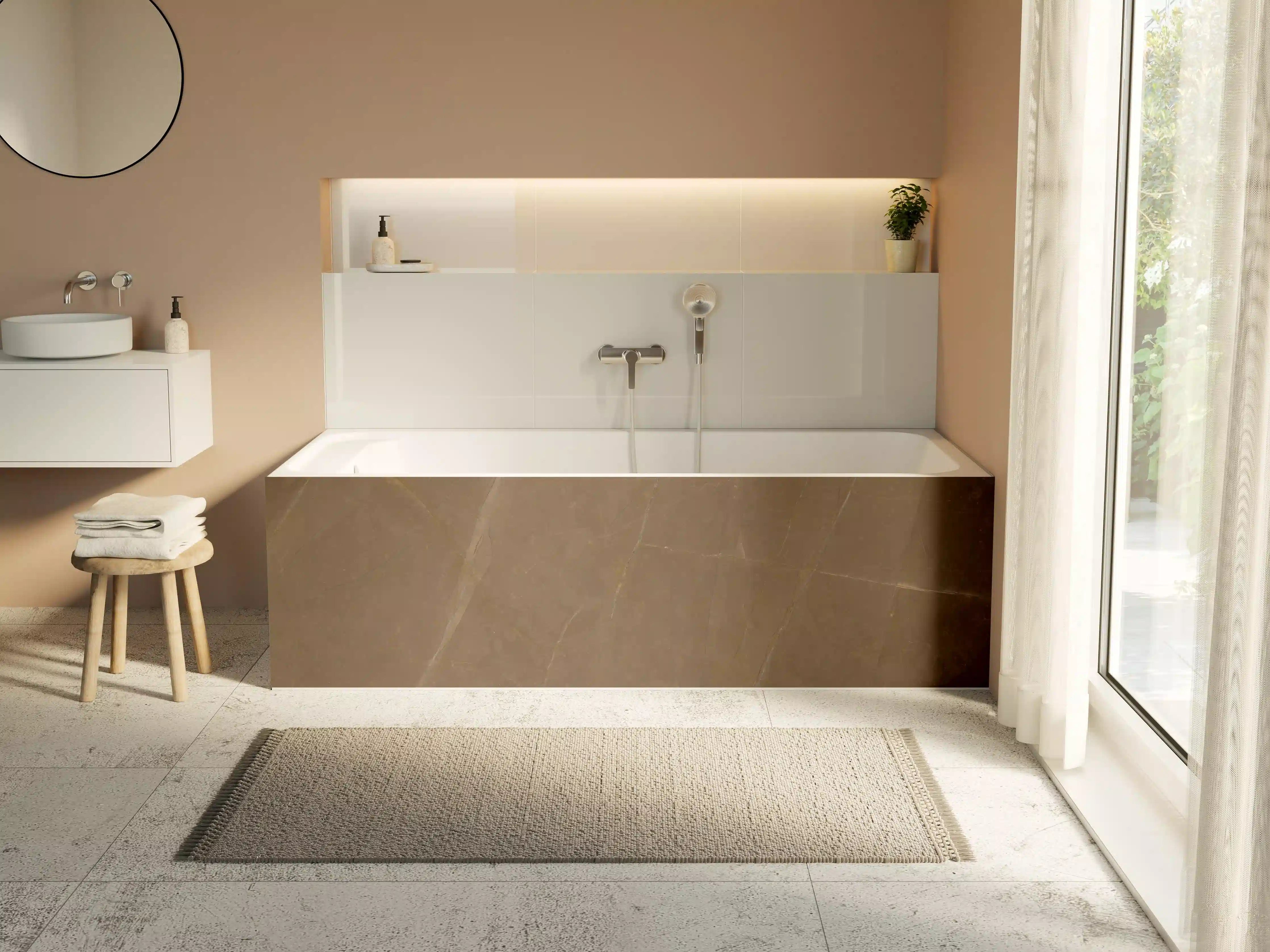 Badewannen-Rückwand - Dunkelbrauner Marmor