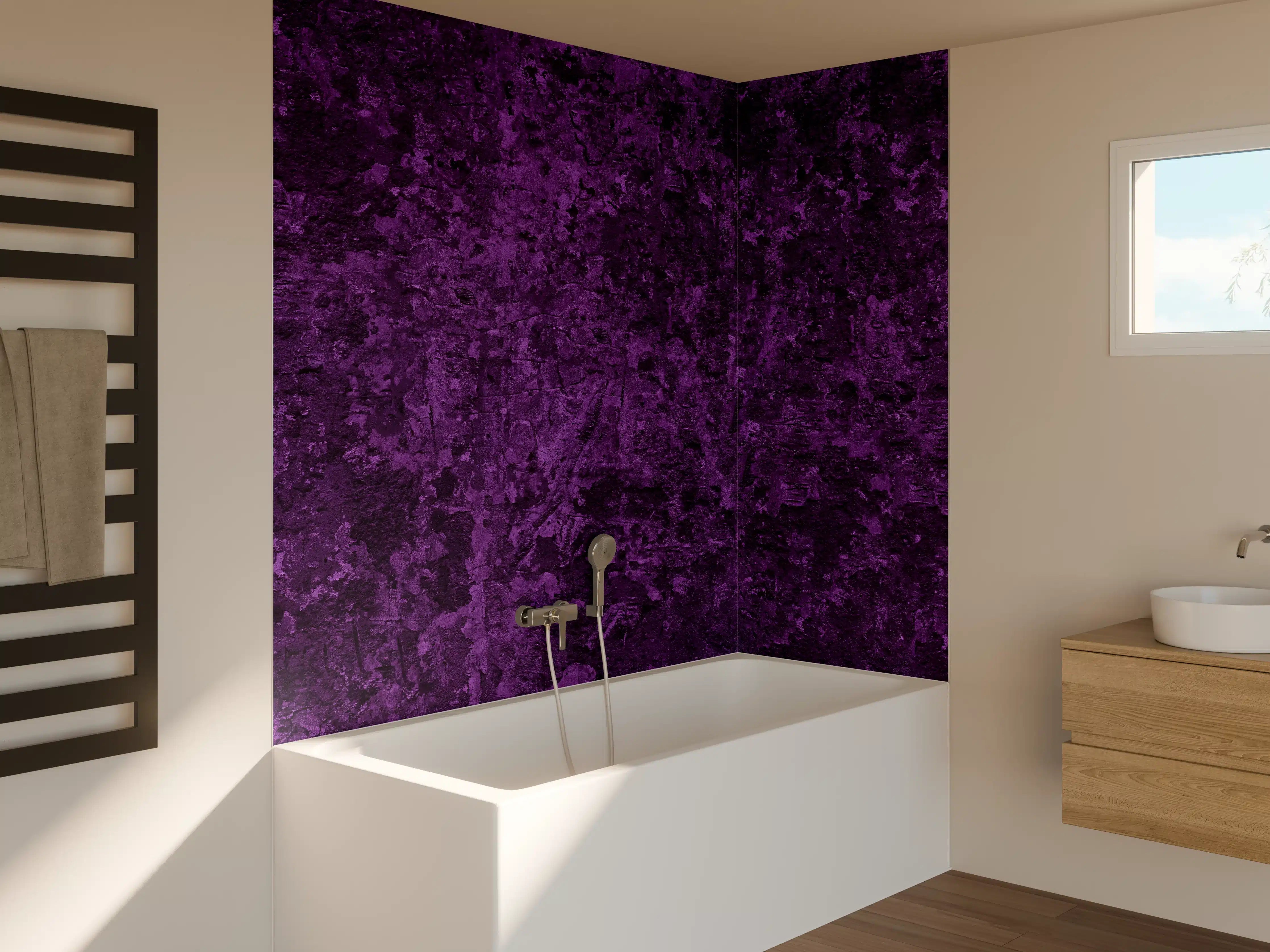 Badewannen-Rückwand - Dunkelviolette grobe Wandtextur