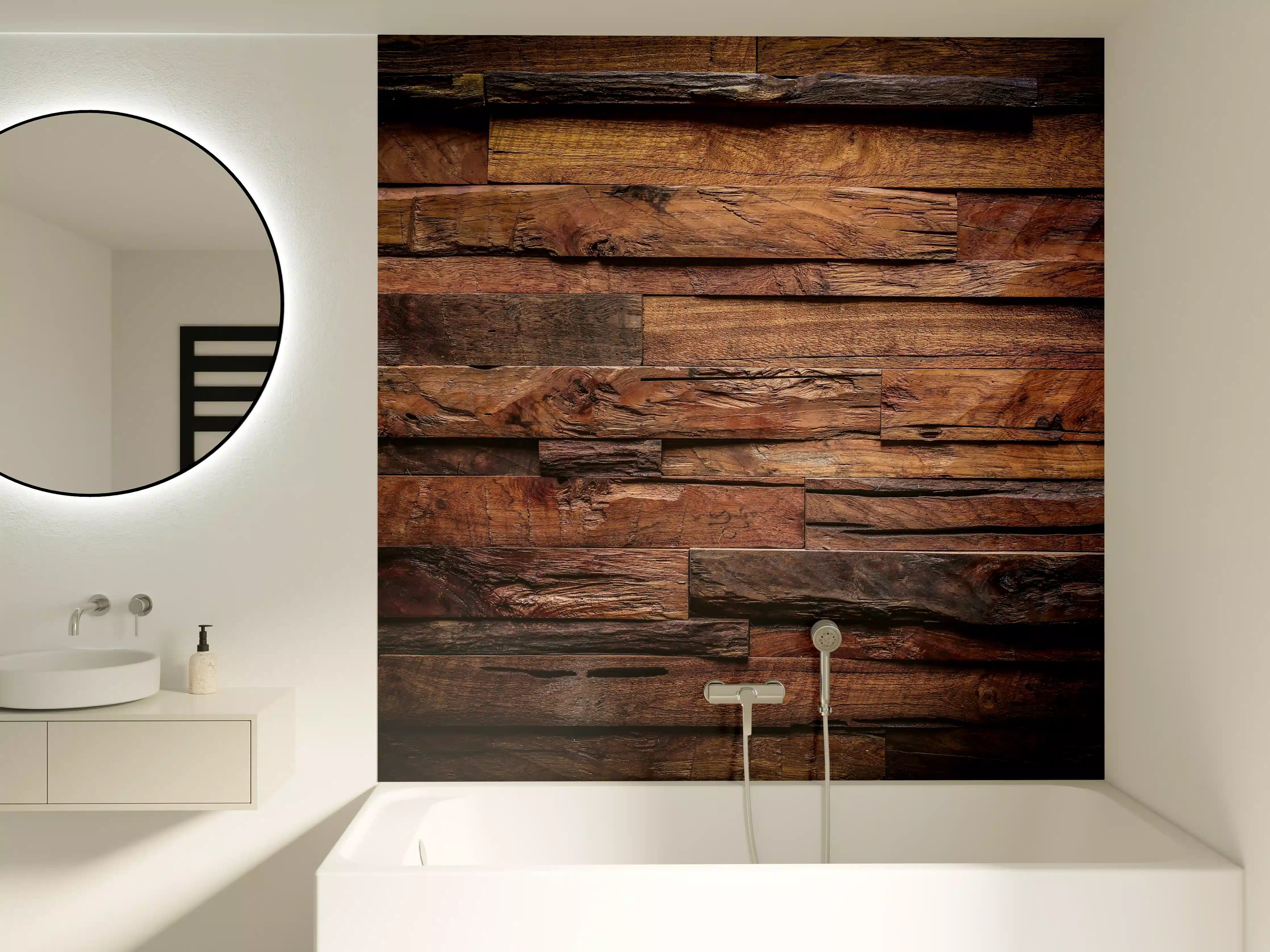 Badewannen-Rückwand - Dunkle Holztextur