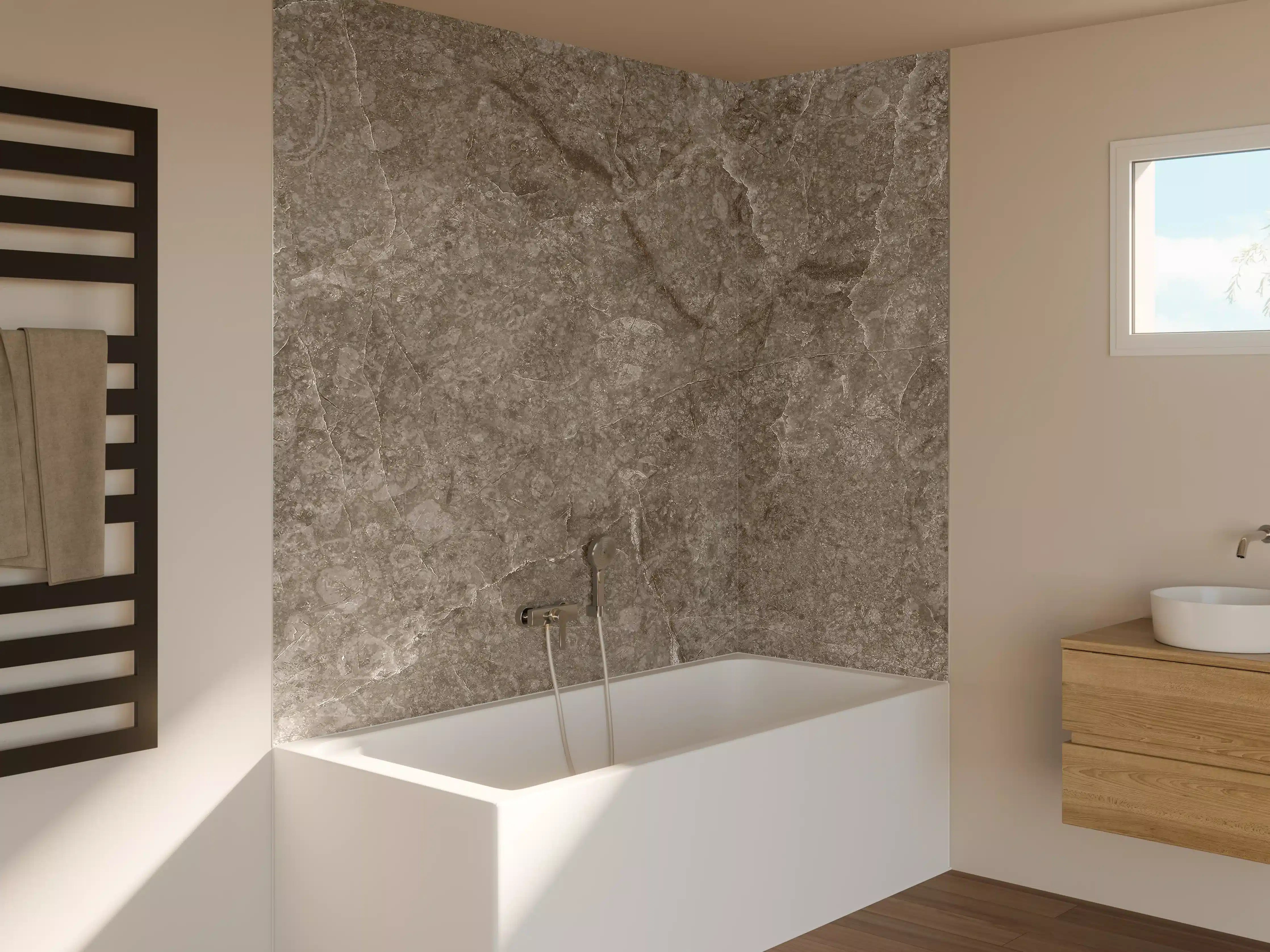 Badewannen-Rückwand - Dunkle Marmor Stein Textur