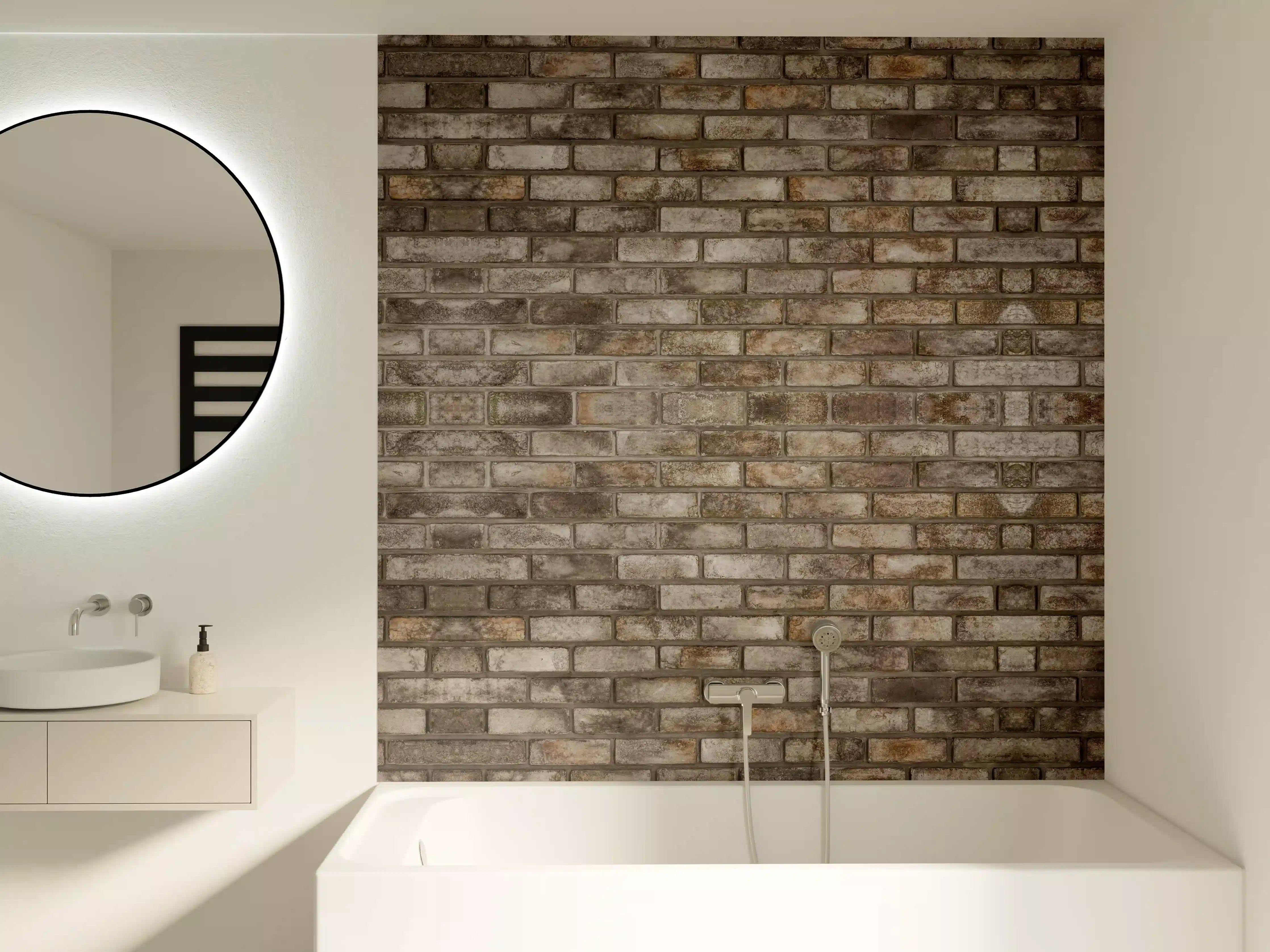 Badewannen-Rückwand - Dunkle Steinmauer