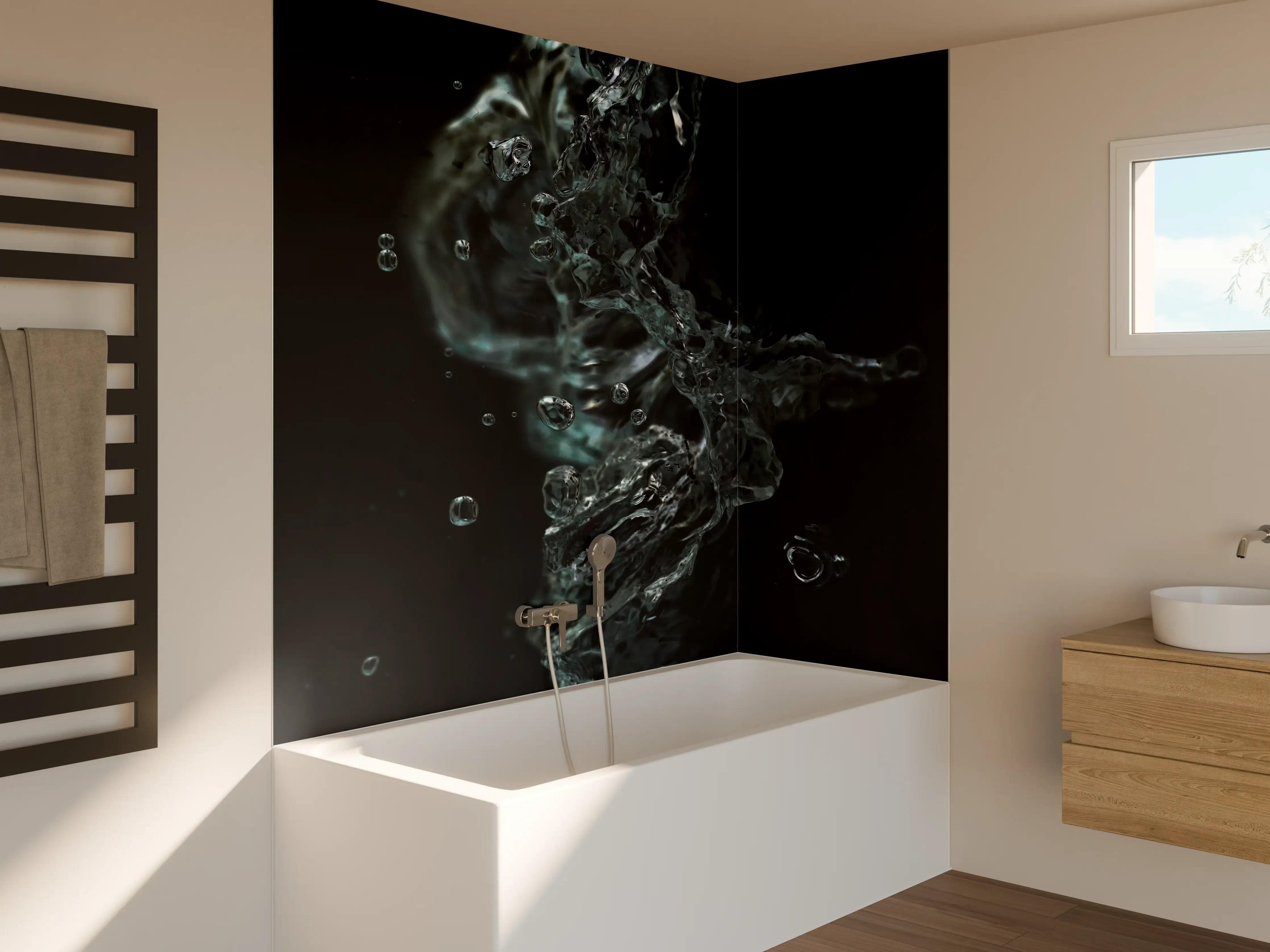 Badewannen-Rückwand - Dunkle Wasserkunst Makro