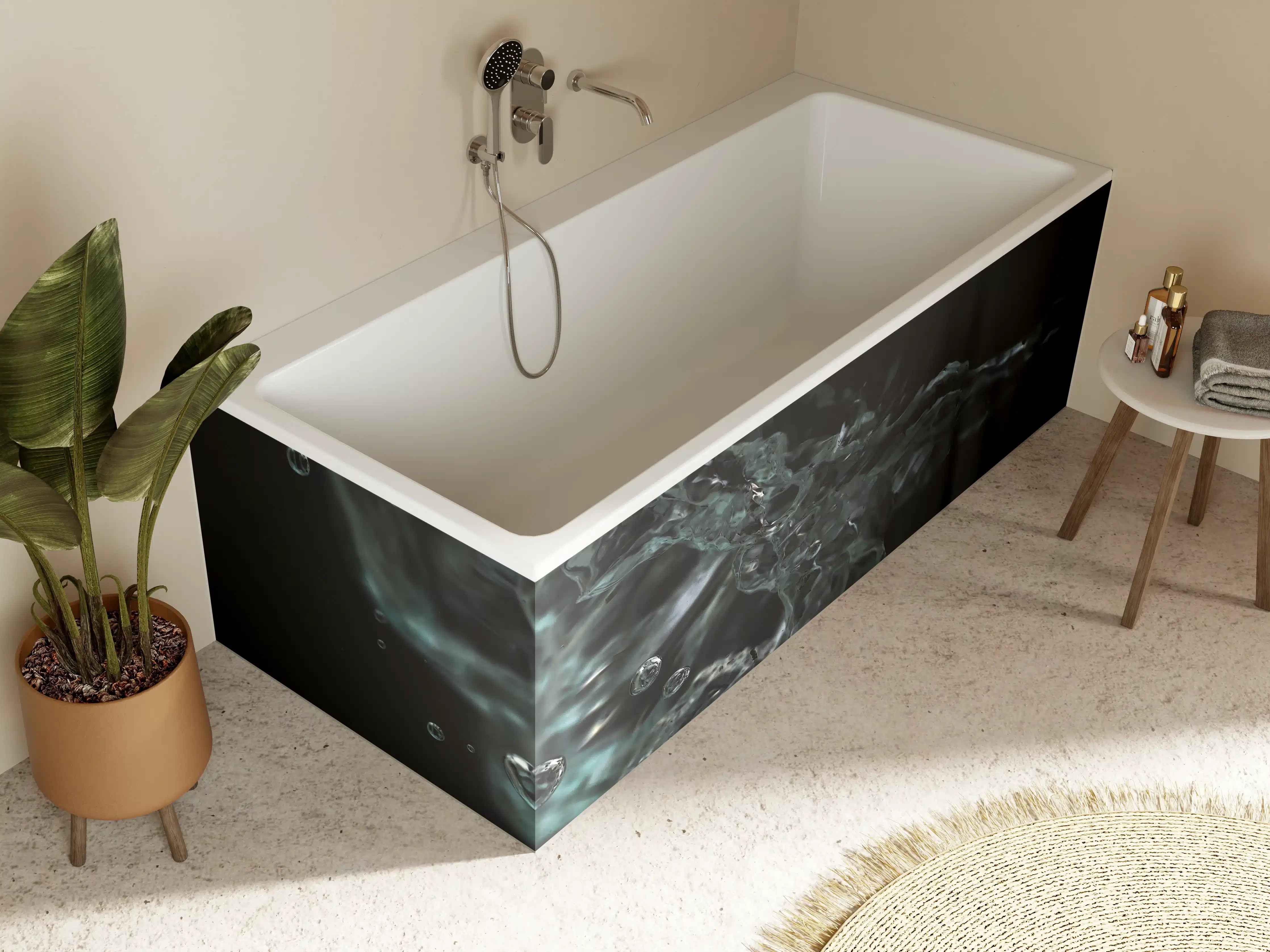 Badewannen-Rückwand - Dunkle Wasserkunst Makro