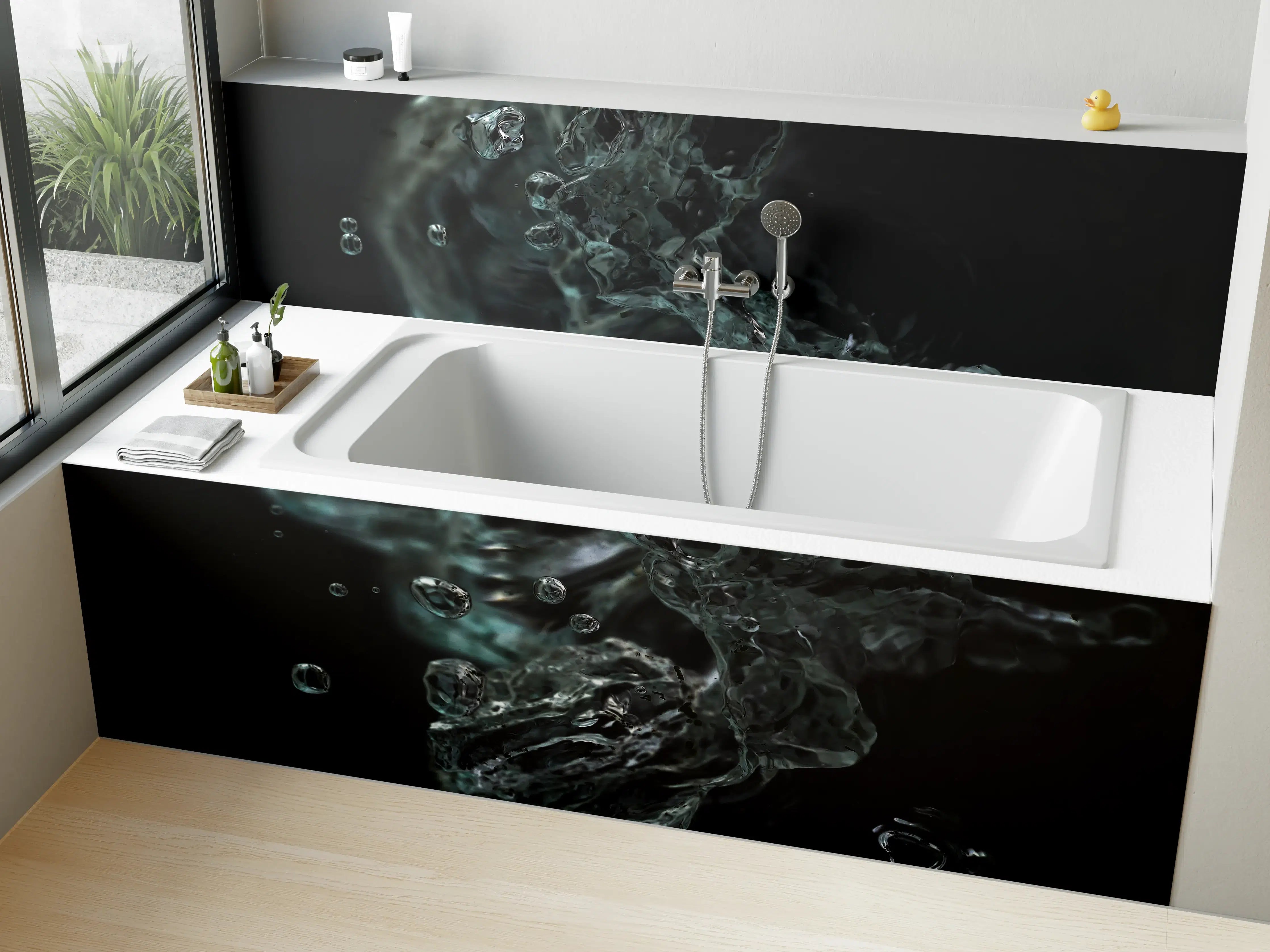 Badewannen-Rückwand - Dunkle Wasserkunst Makro