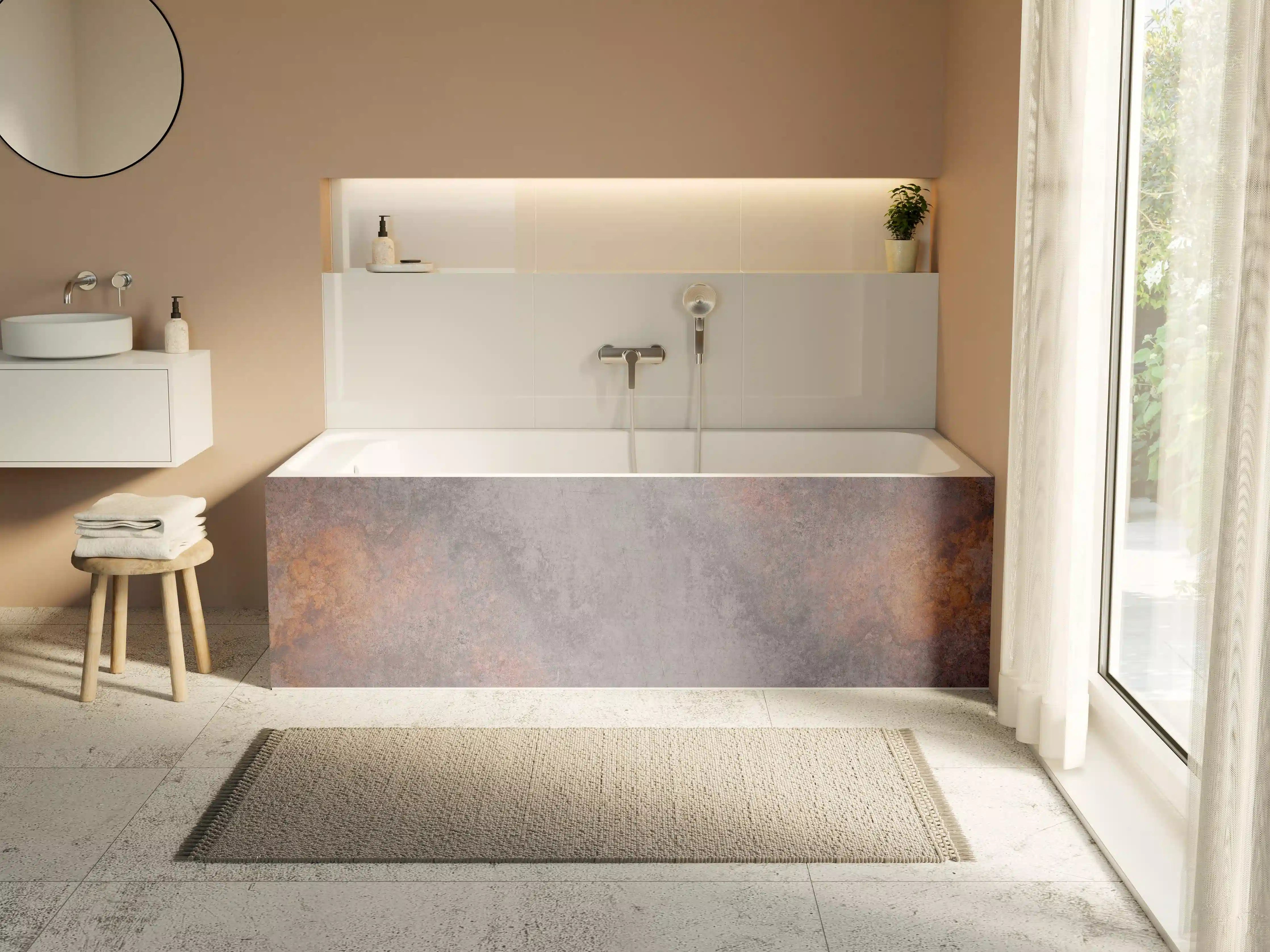 Badewannen-Rückwand - Dunklen Metall Steinhintergrund