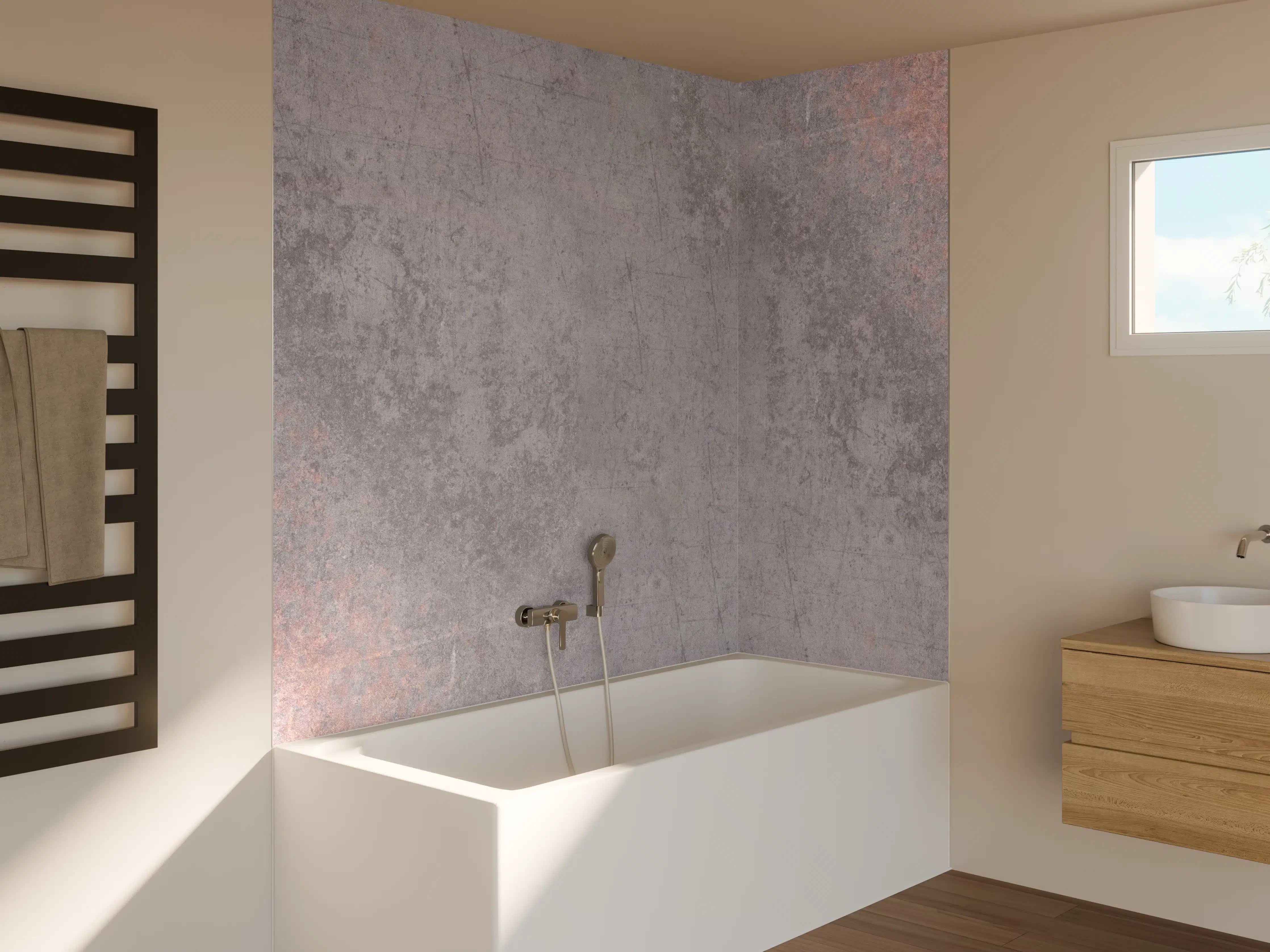 Badewannen-Rückwand - Dunklen Metall Steinhintergrund