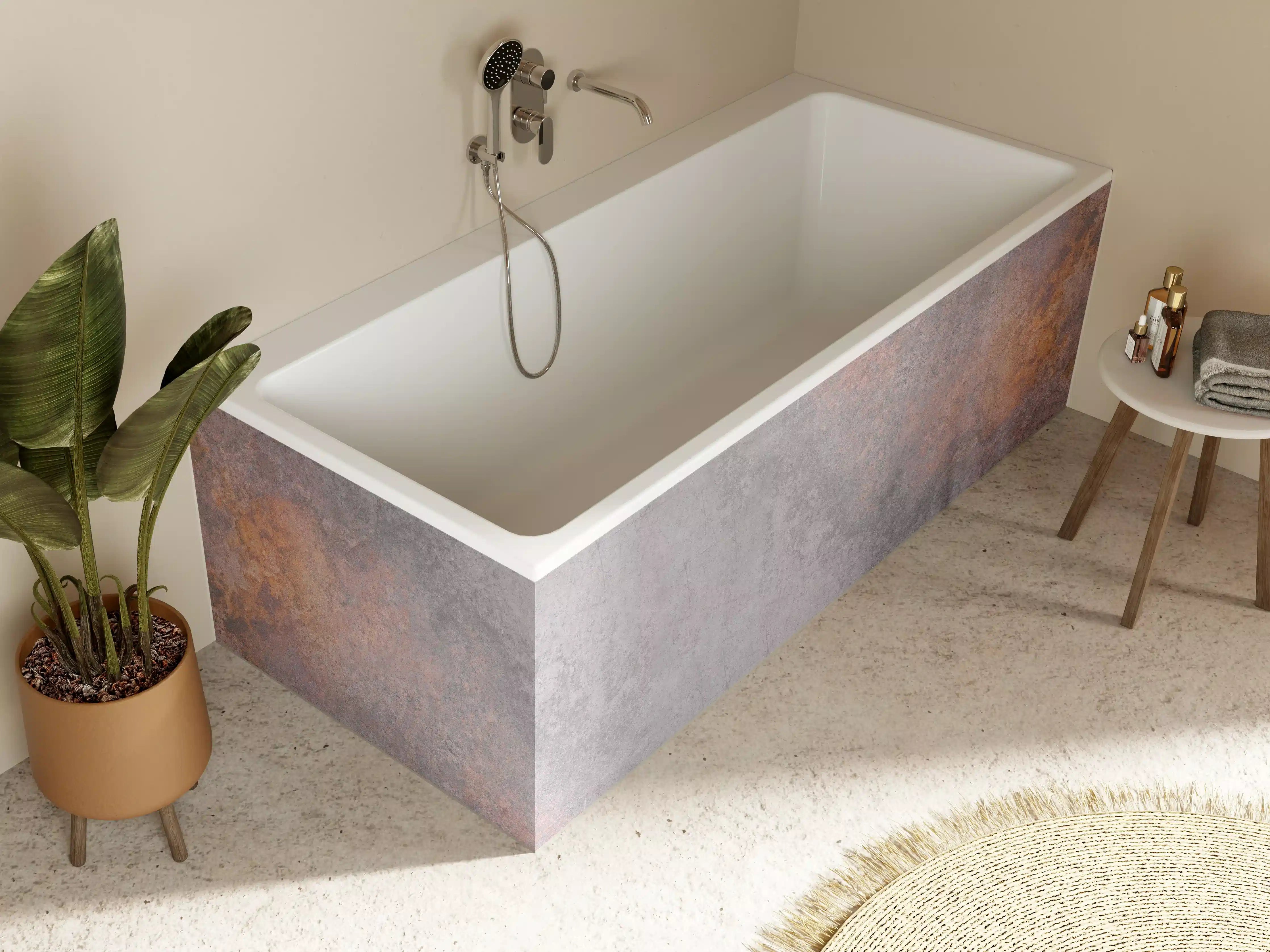 Badewannen-Rückwand - Dunklen Metall Steinhintergrund