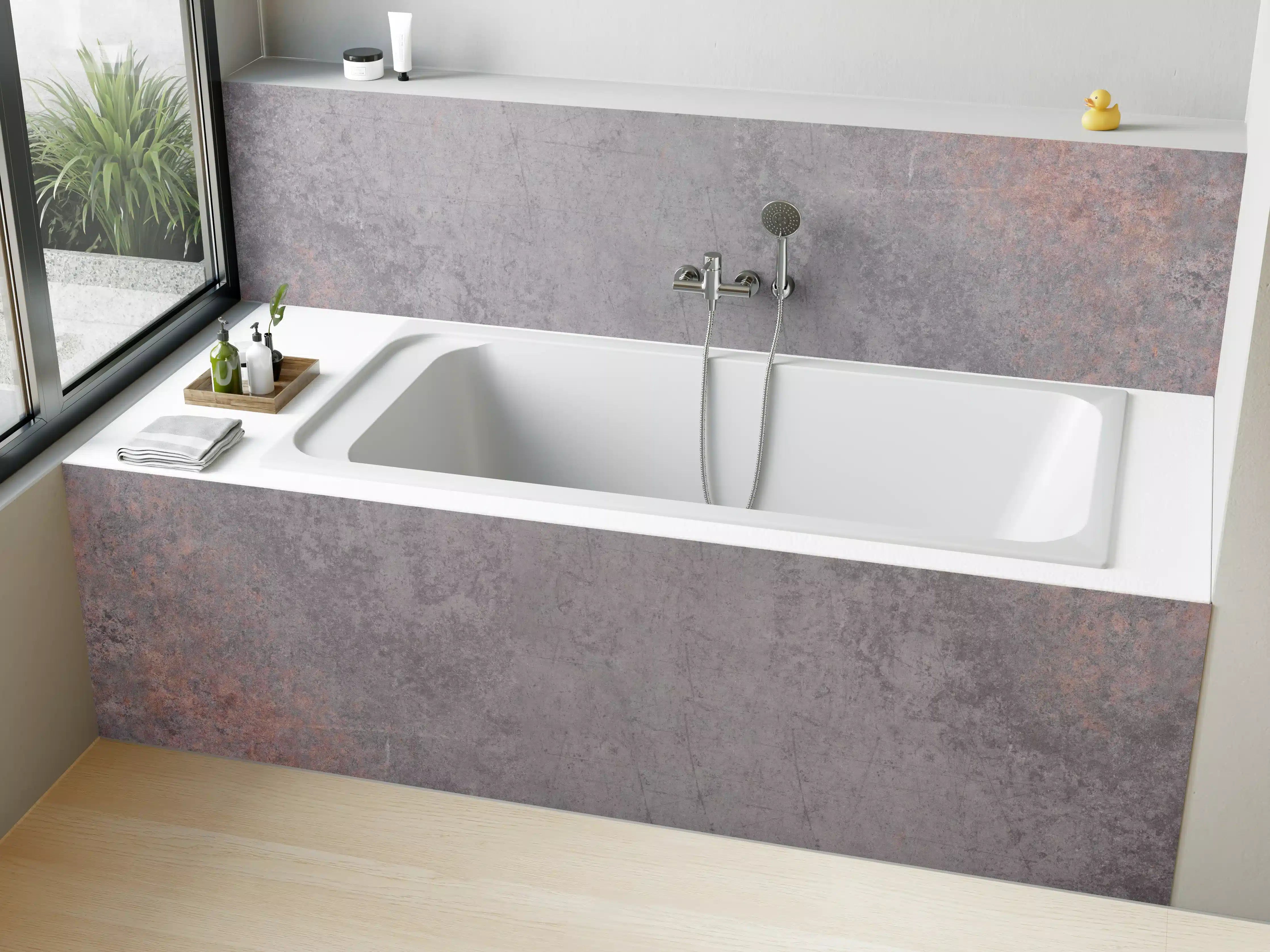 Badewannen-Rückwand - Dunklen Metall Steinhintergrund