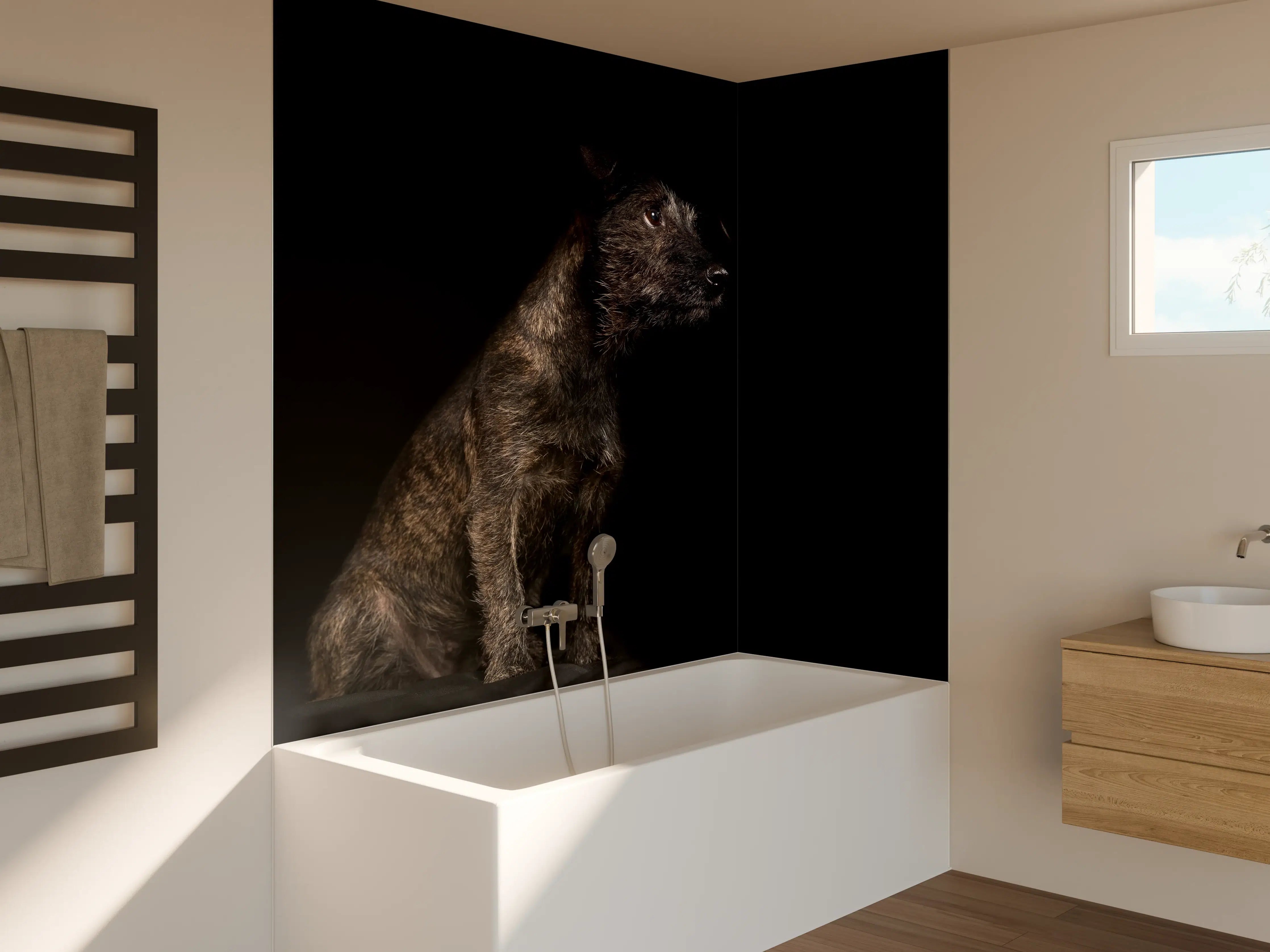 Badewannen-Rückwand - Dunkler Cairn Terrier Hund