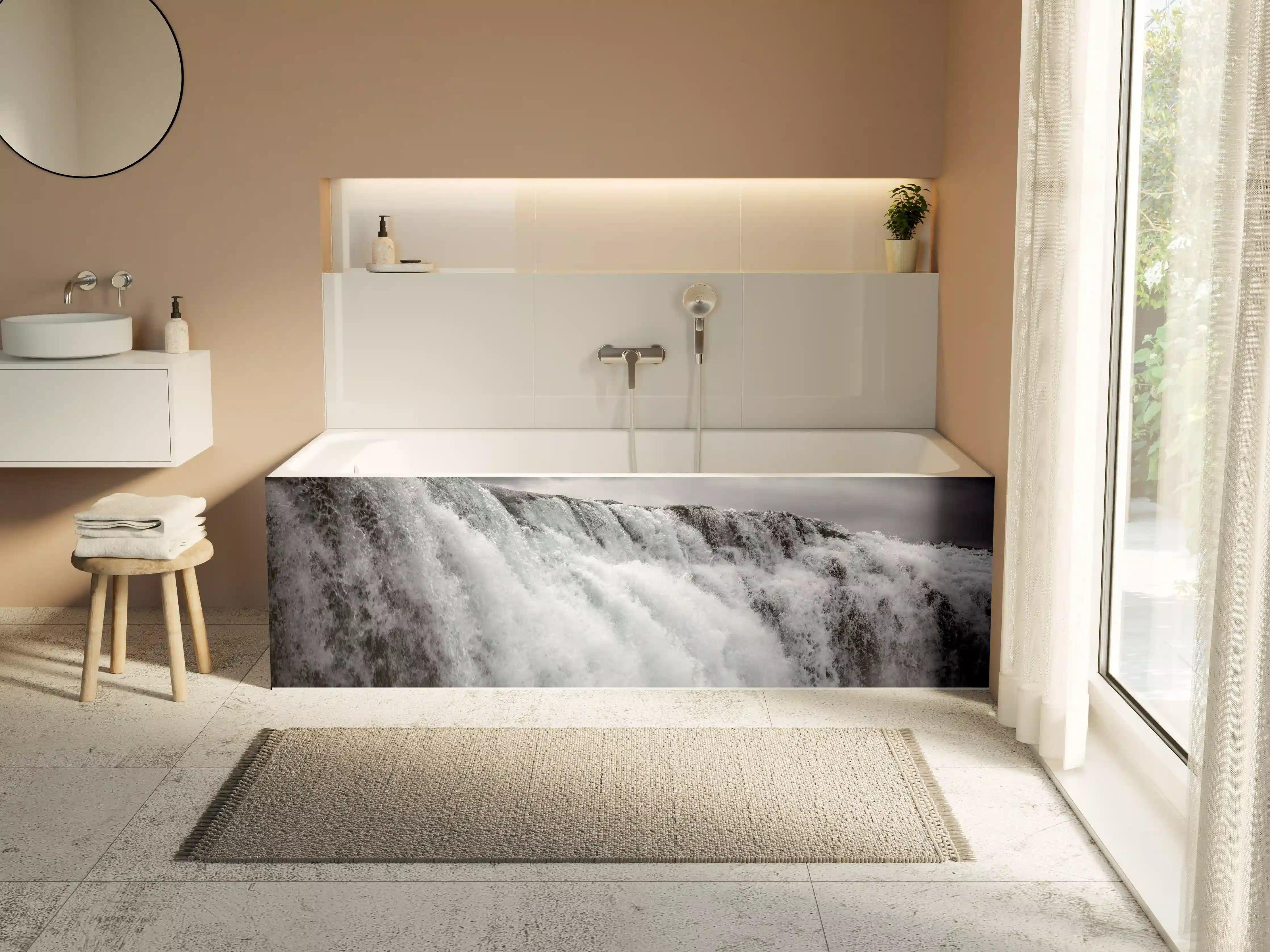 Badewannen-Rückwand - Dunkler Wasserfall