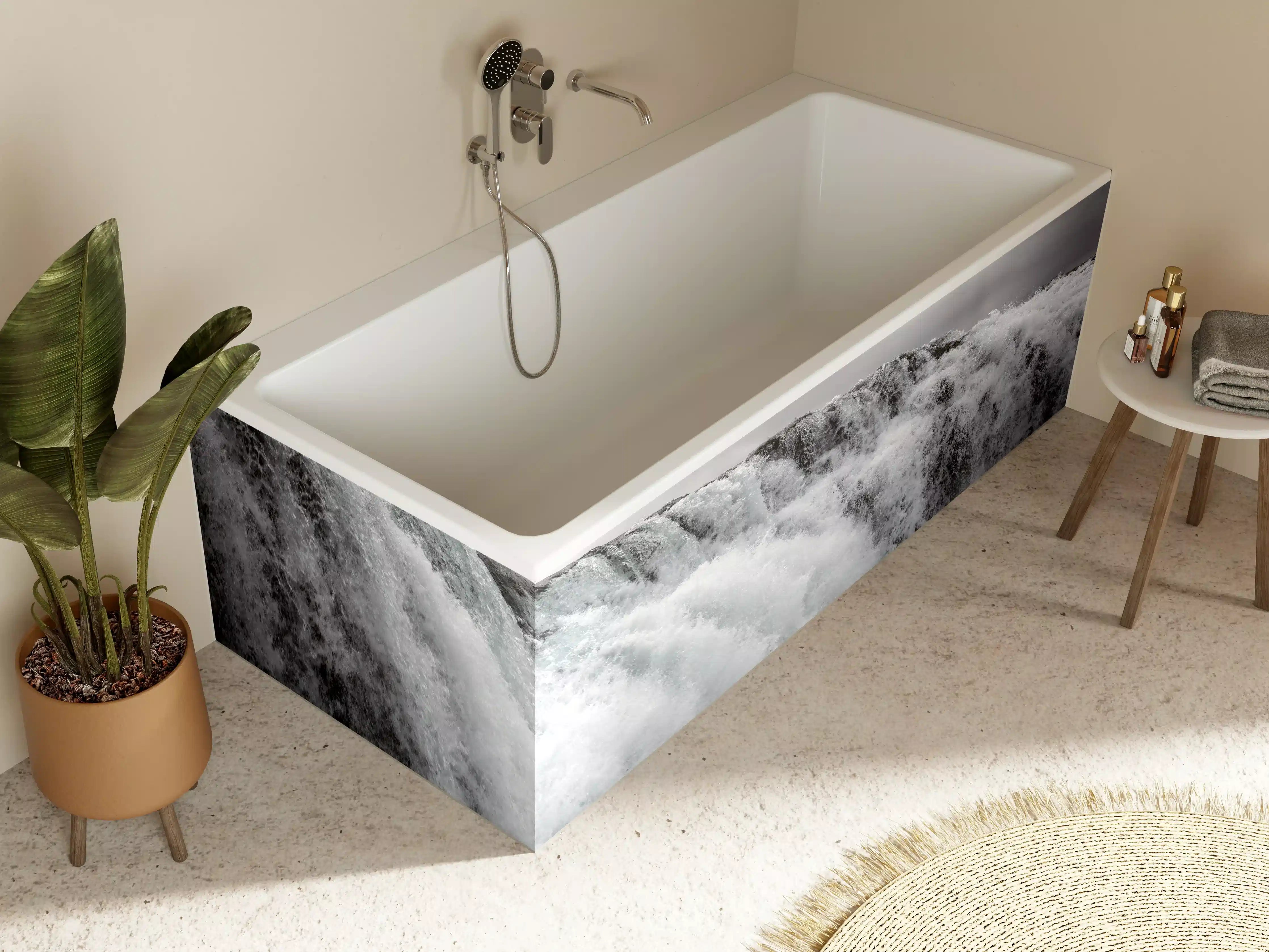 Badewannen-Rückwand - Dunkler Wasserfall