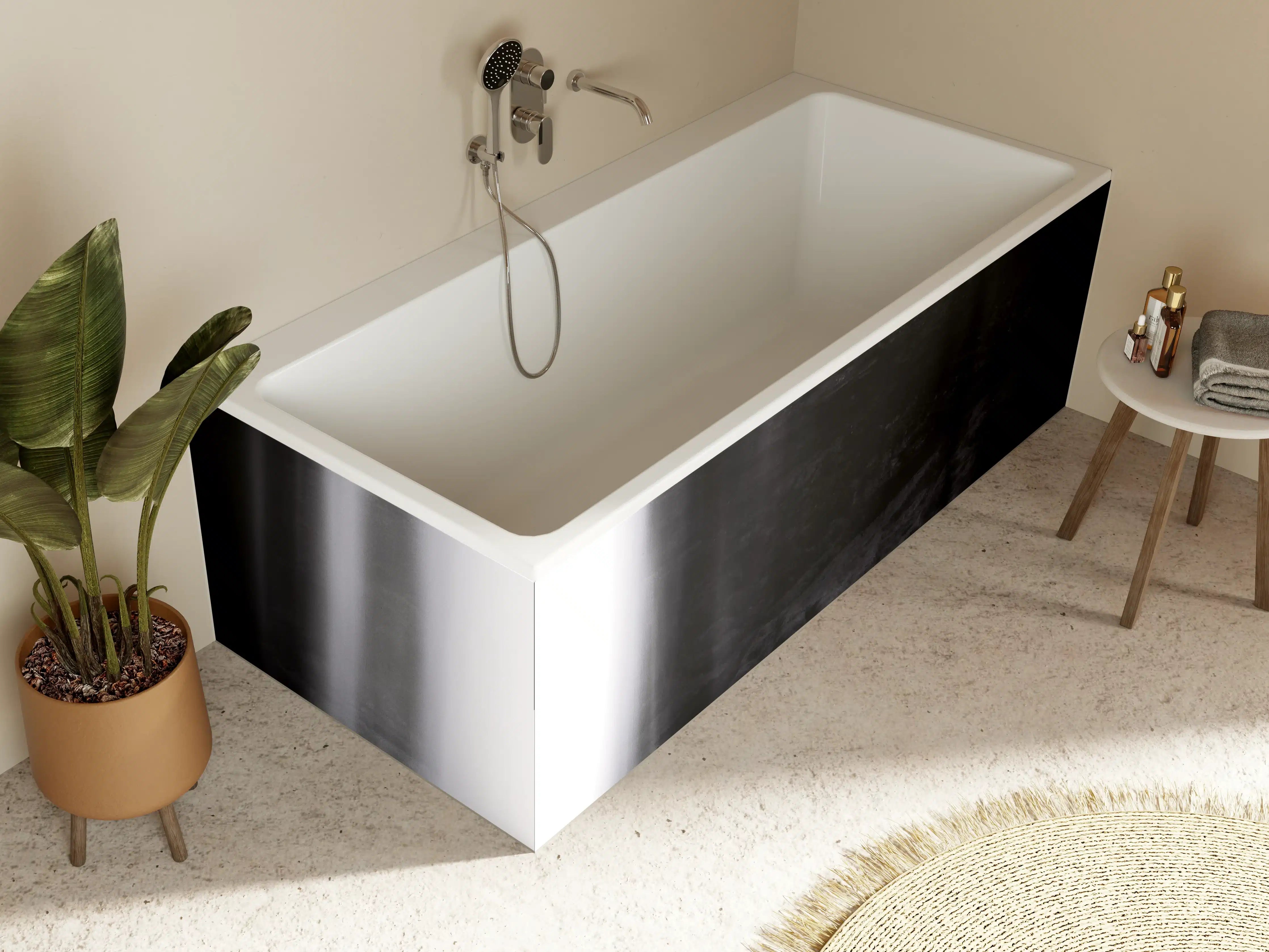 Badewannen-Rückwand - Dunkler Wasserfall mit Lichtstreifen