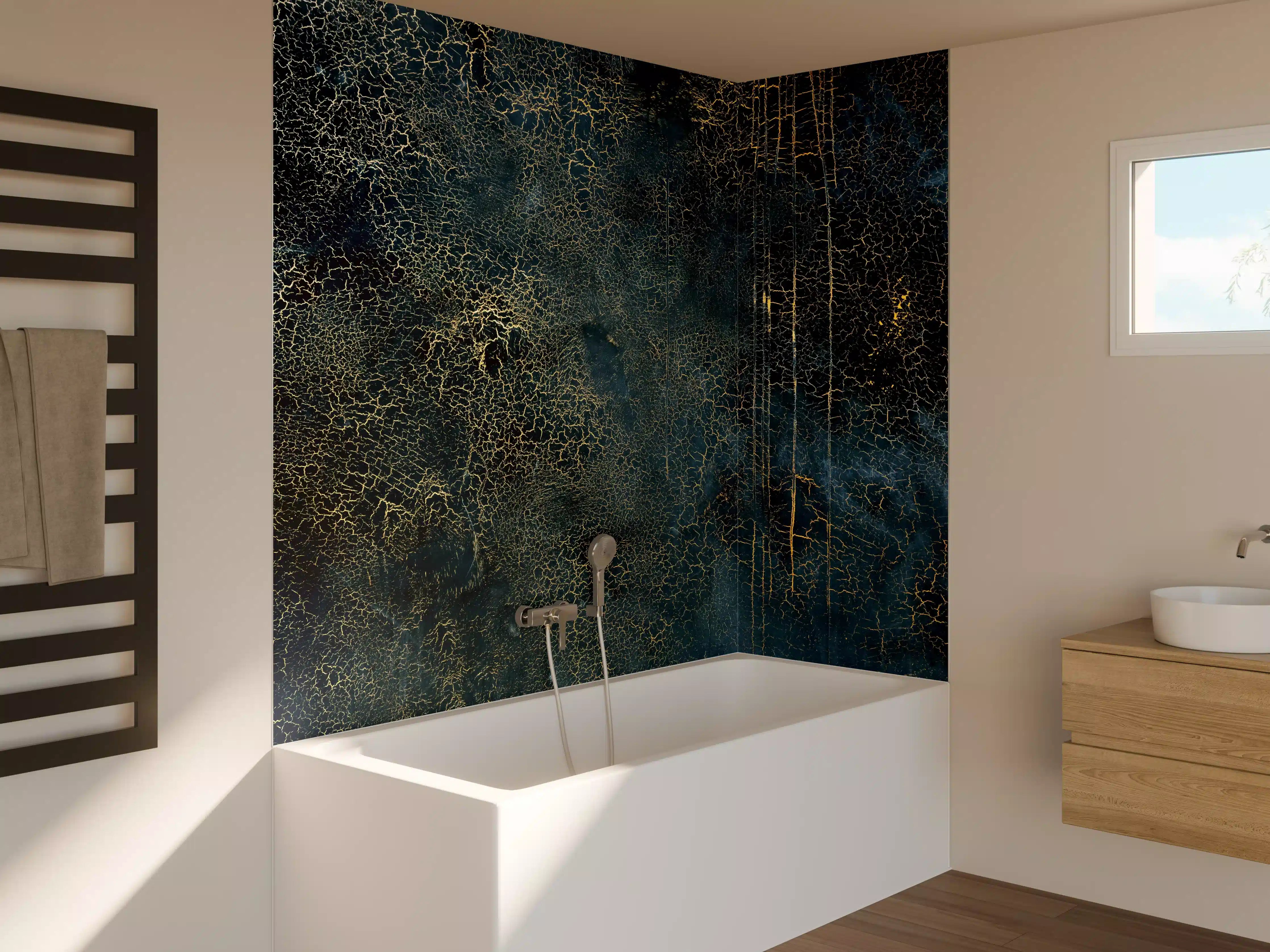 Badewannen-Rückwand - Edel-Rissige Textur mit Craquelé- Effekt