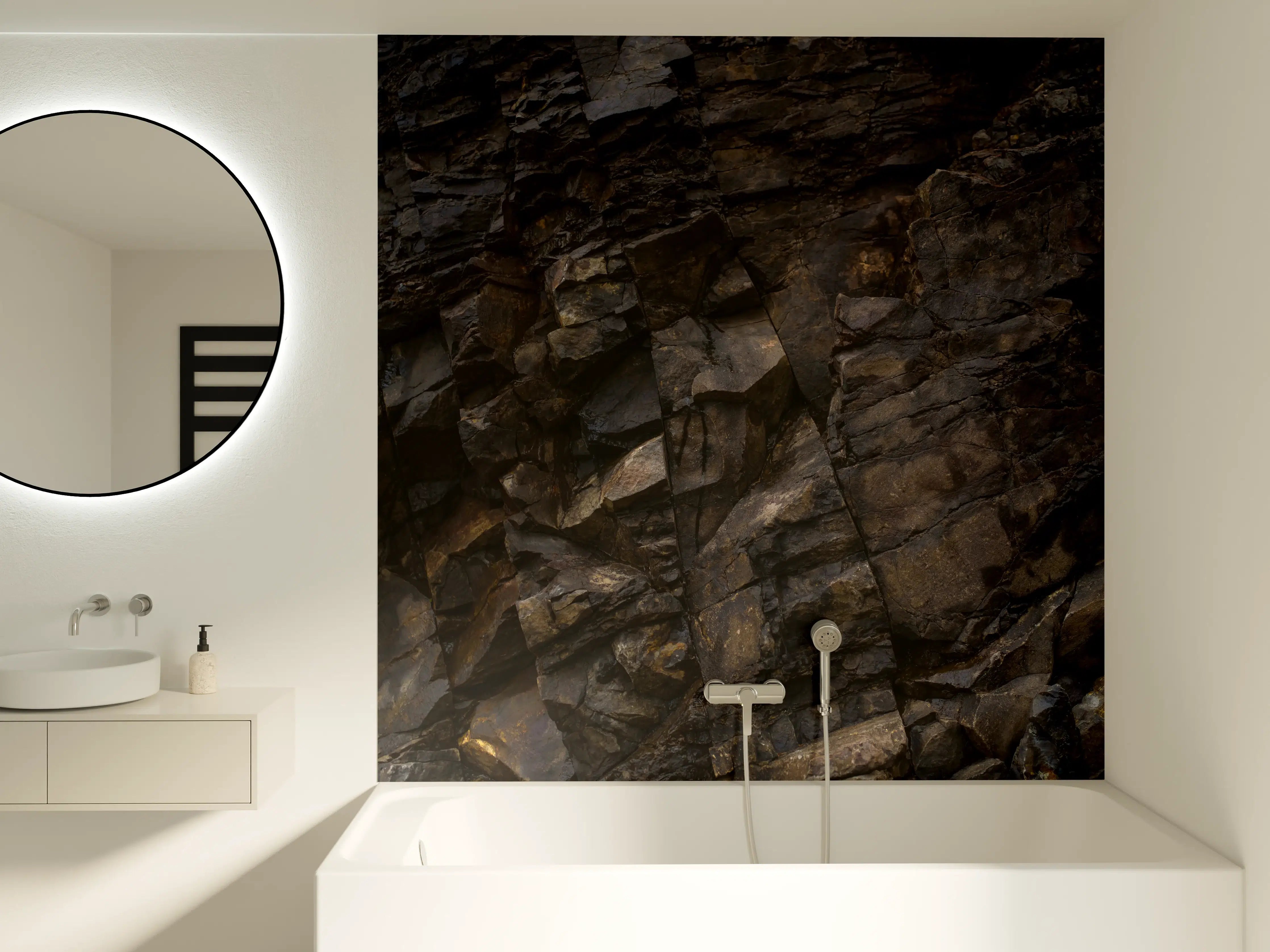 Badewannen-Rückwand - Edle Dunkle Steintextur