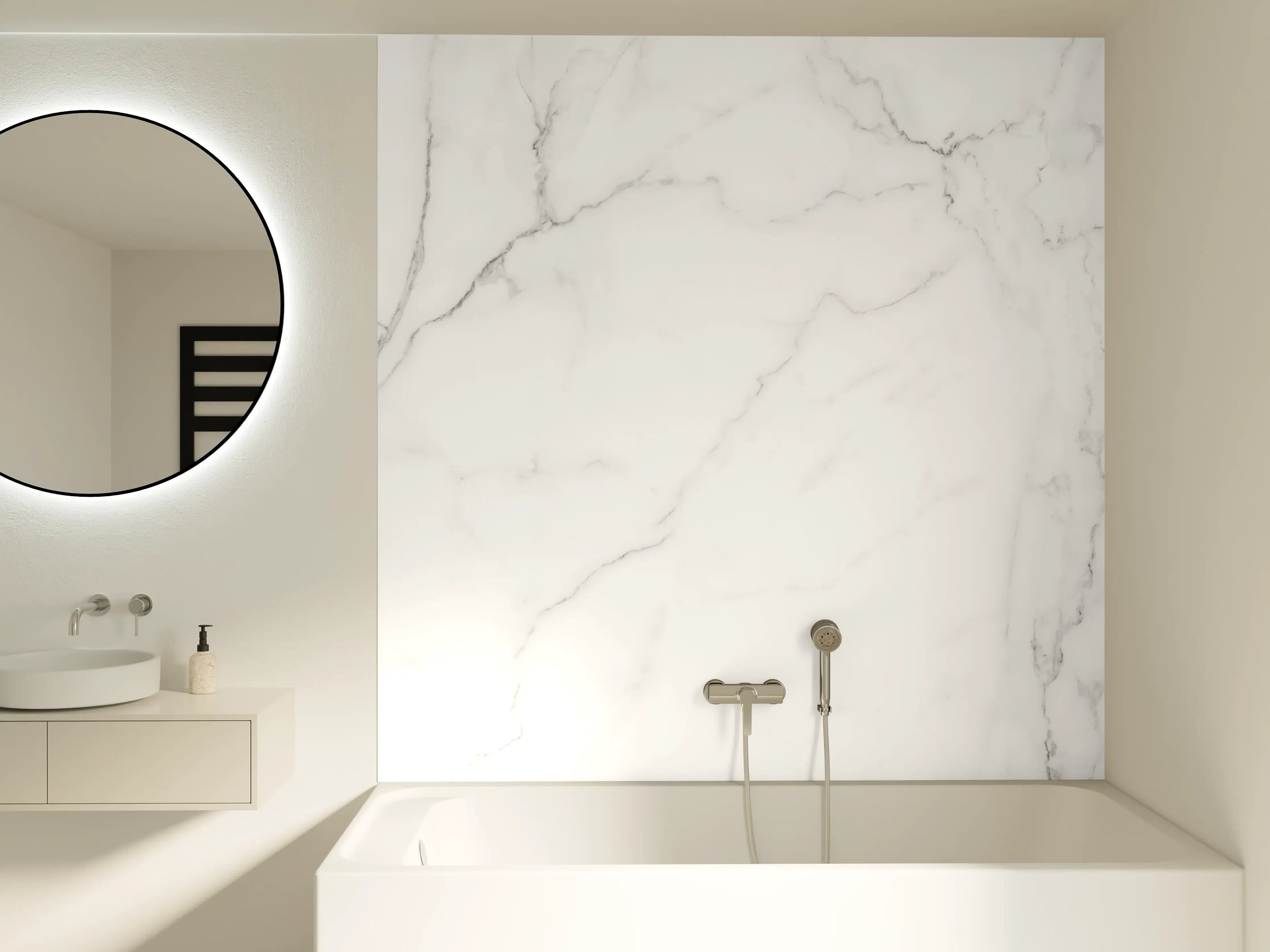 Badewannen-Rückwand - Edle Marmor-Textur im Luxus-Stil