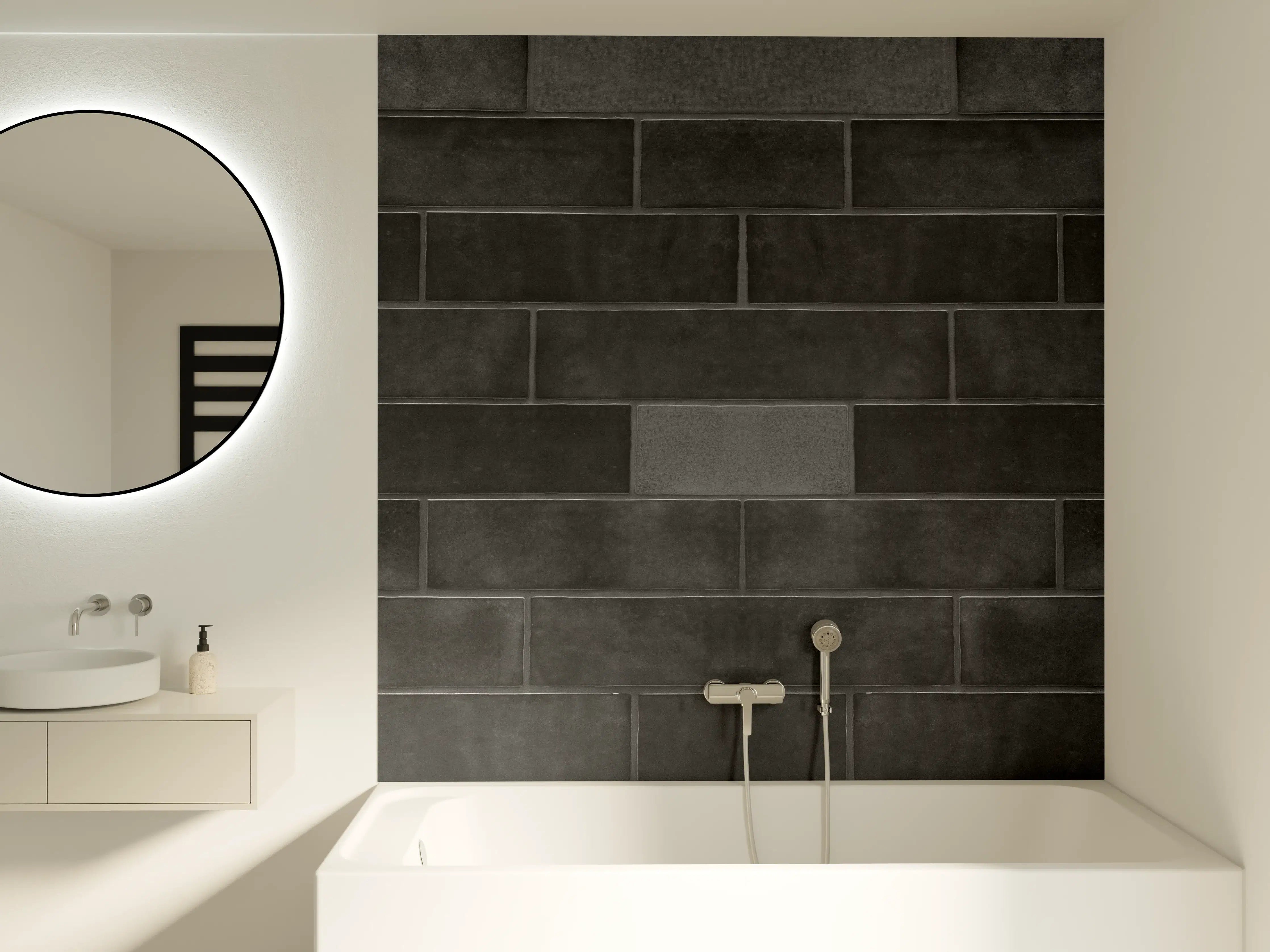 Badewannen-Rückwand - Edle Schwarze Ziegel