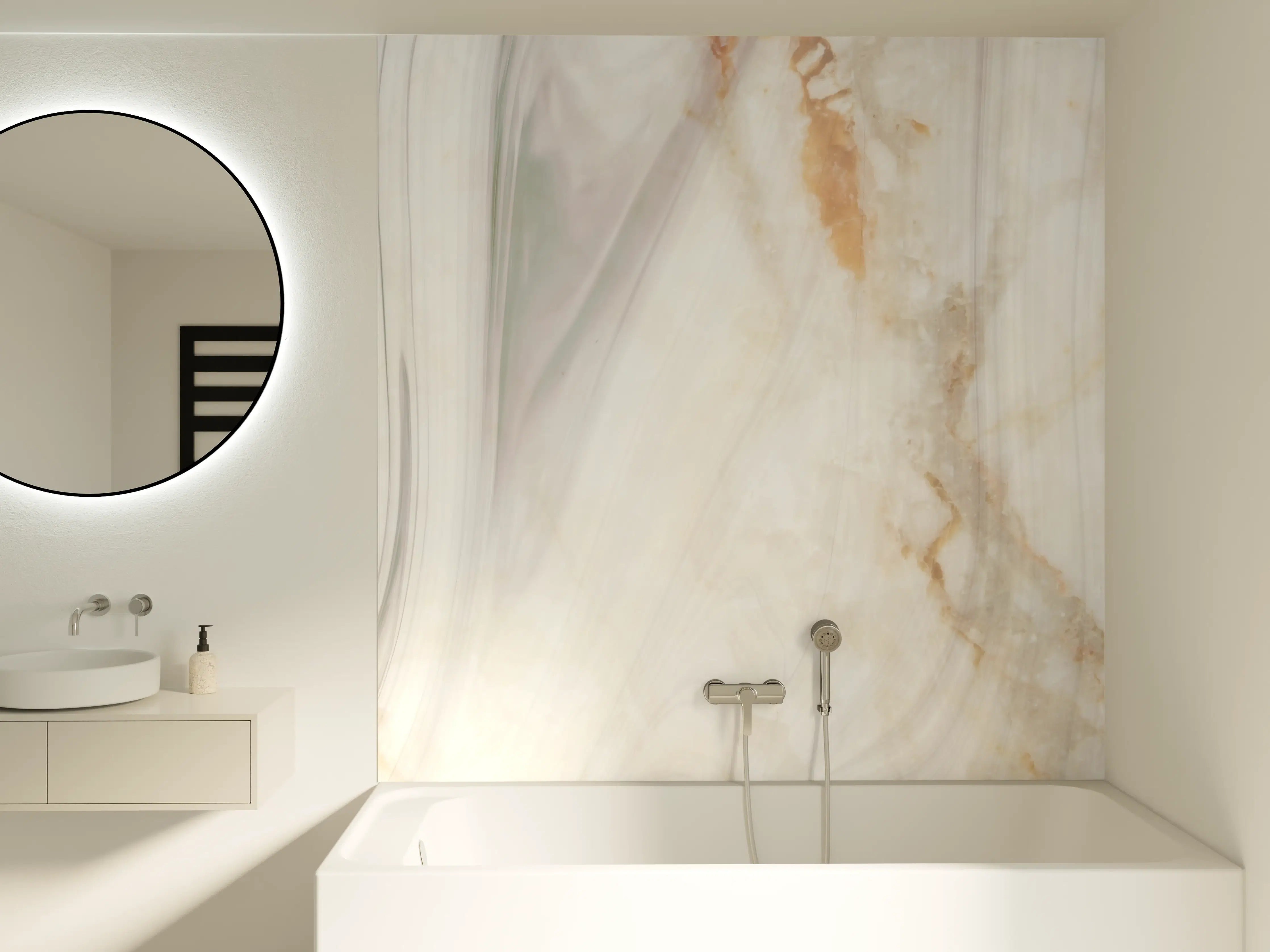 Badewannen-Rückwand - Edle bräunliche Marmorierung