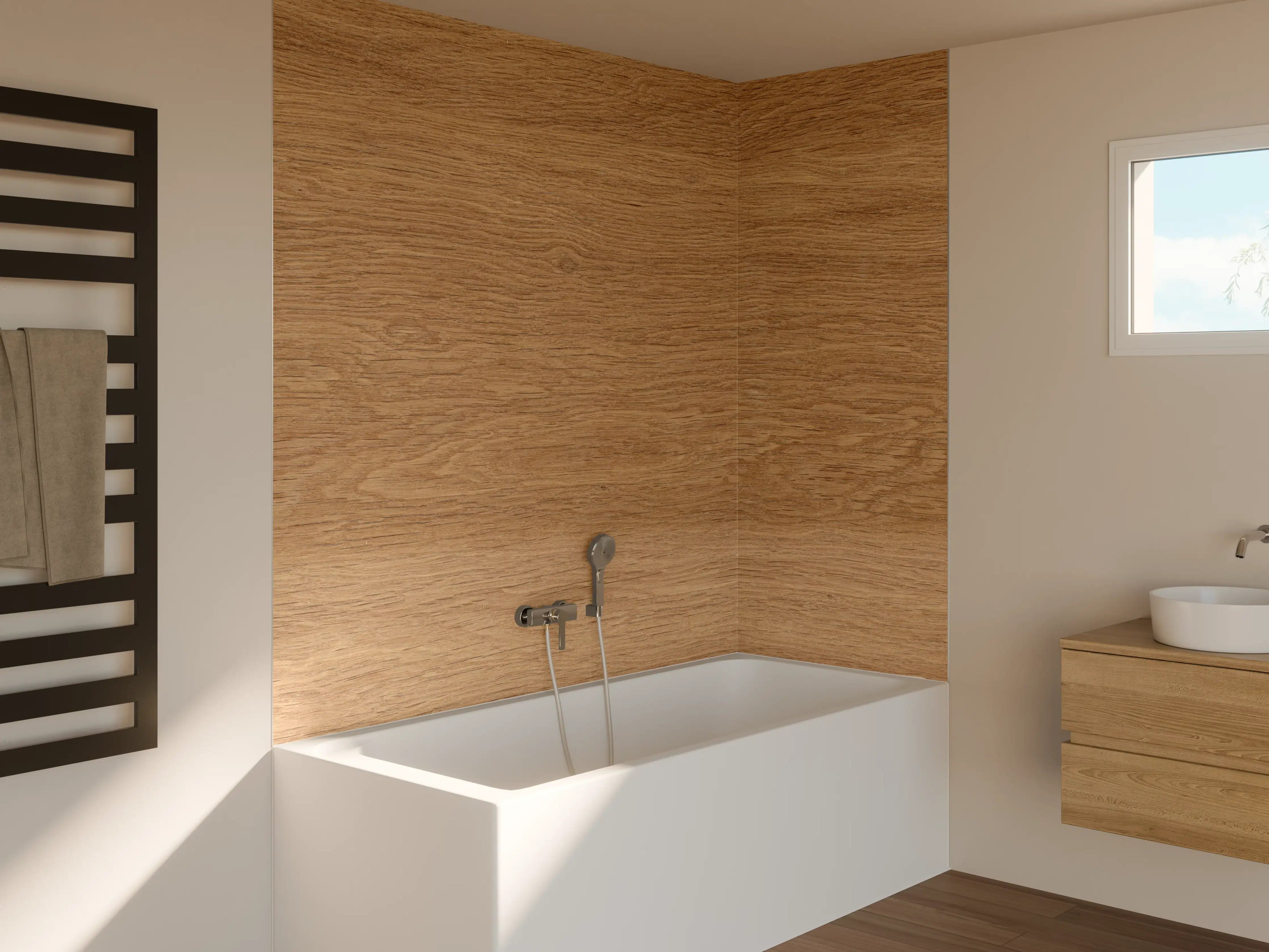 Badewannen-Rückwand - Eiche Parkett Holz Textur