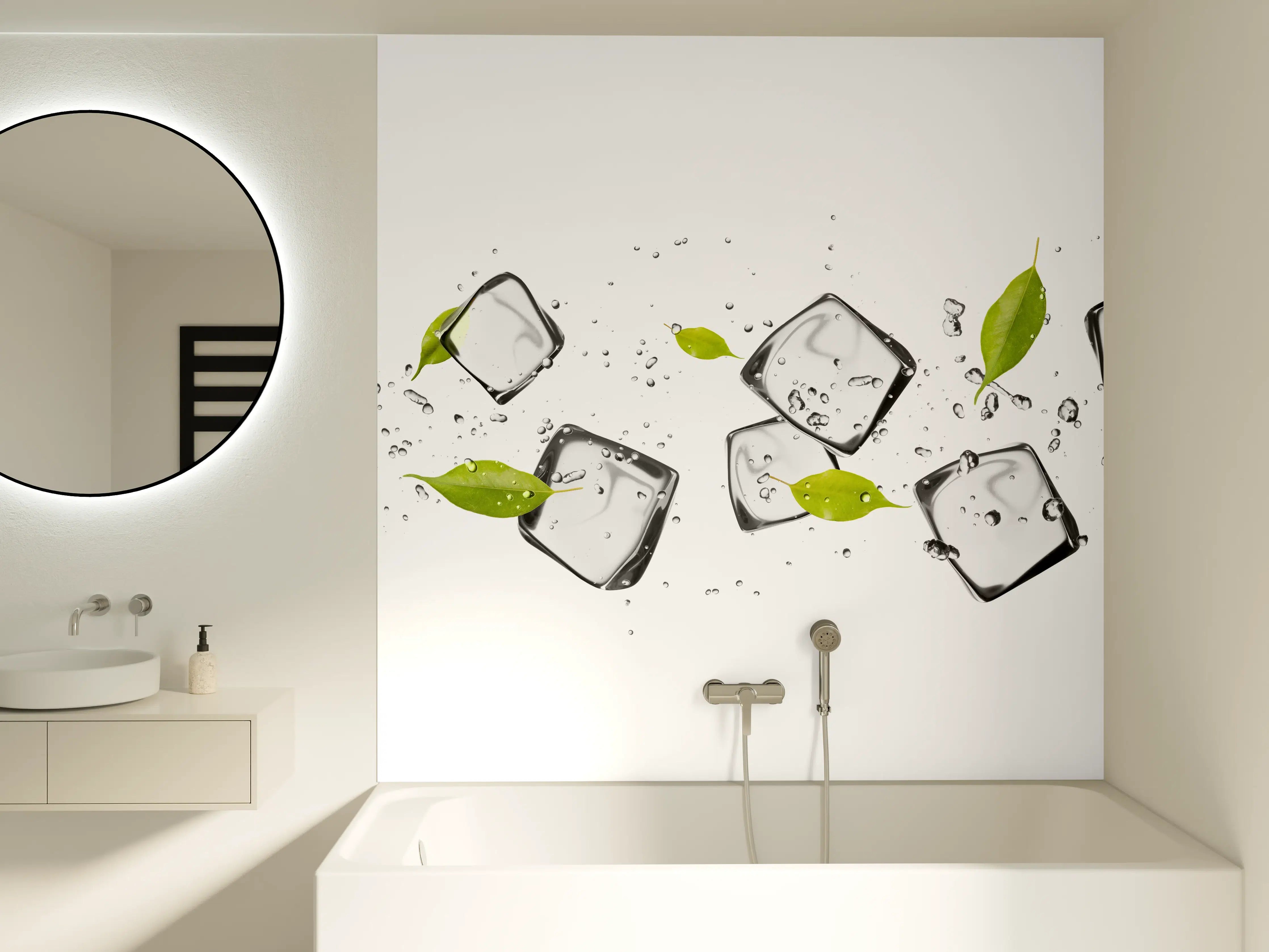 Badewannen-Rückwand - Eiswürfel mit Blättern