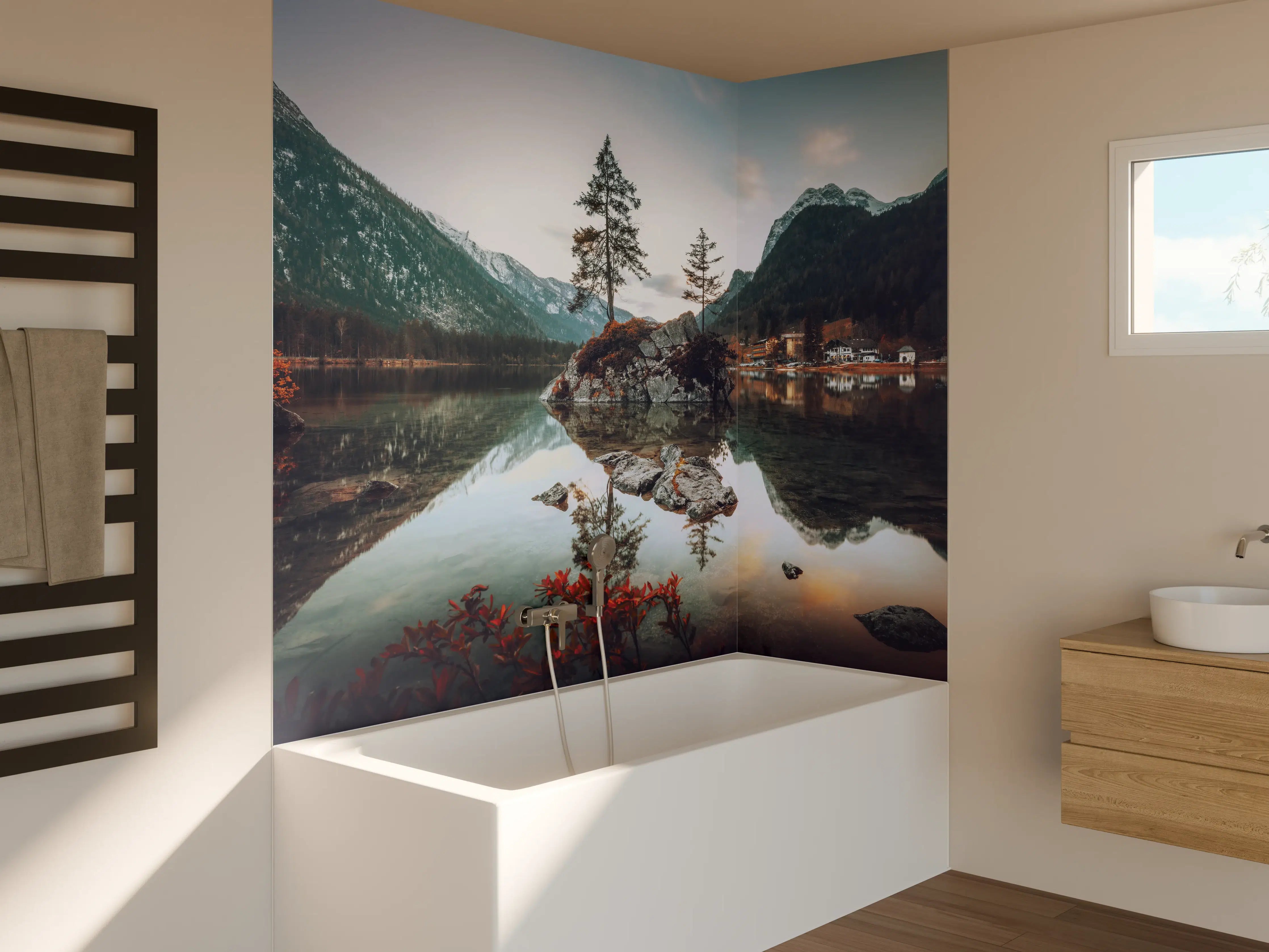Badewannen-Rückwand - Elbsandsteingebirge bei Abendsonne