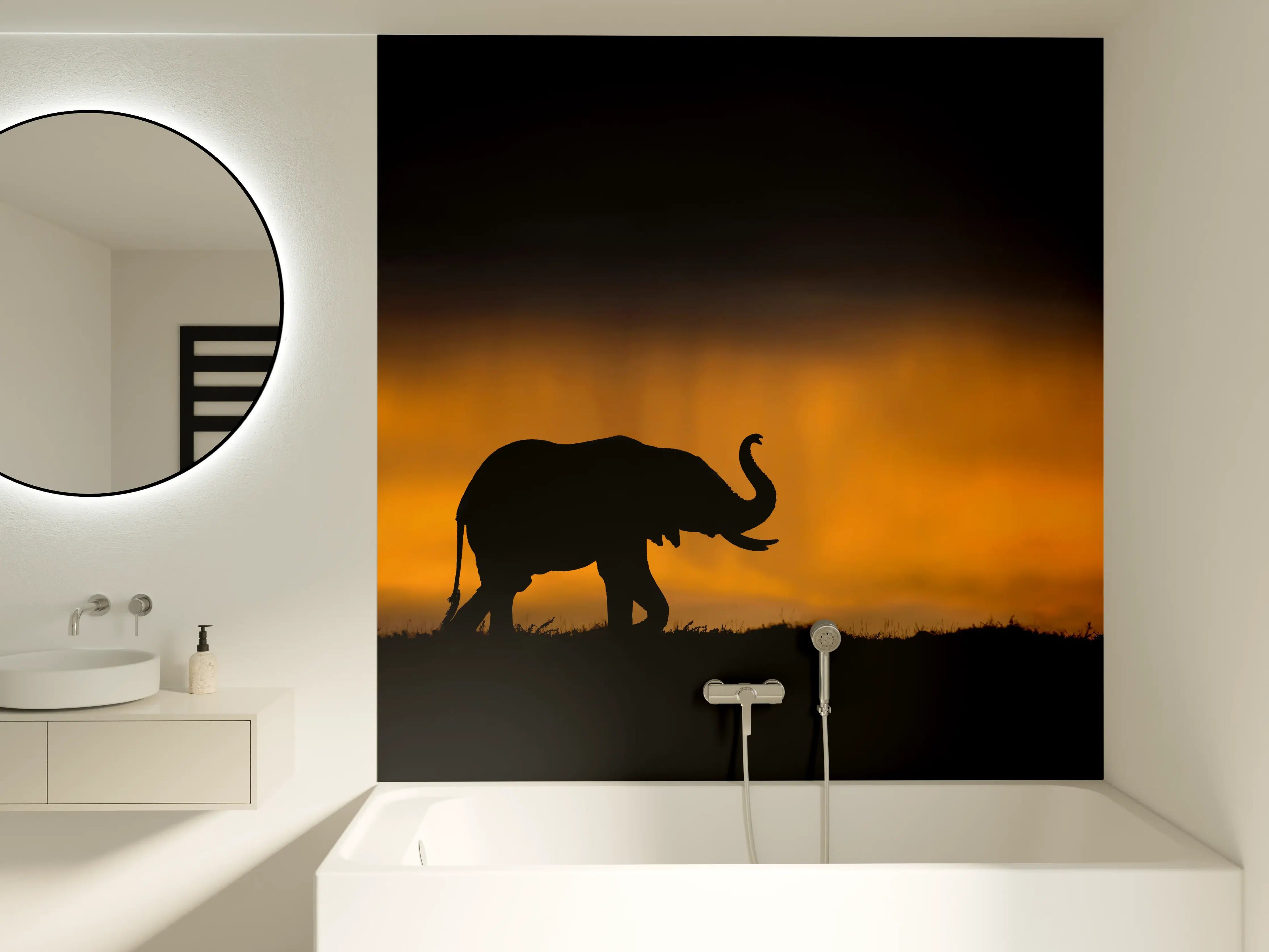 Badewannen-Rückwand - Elefant im Sturm