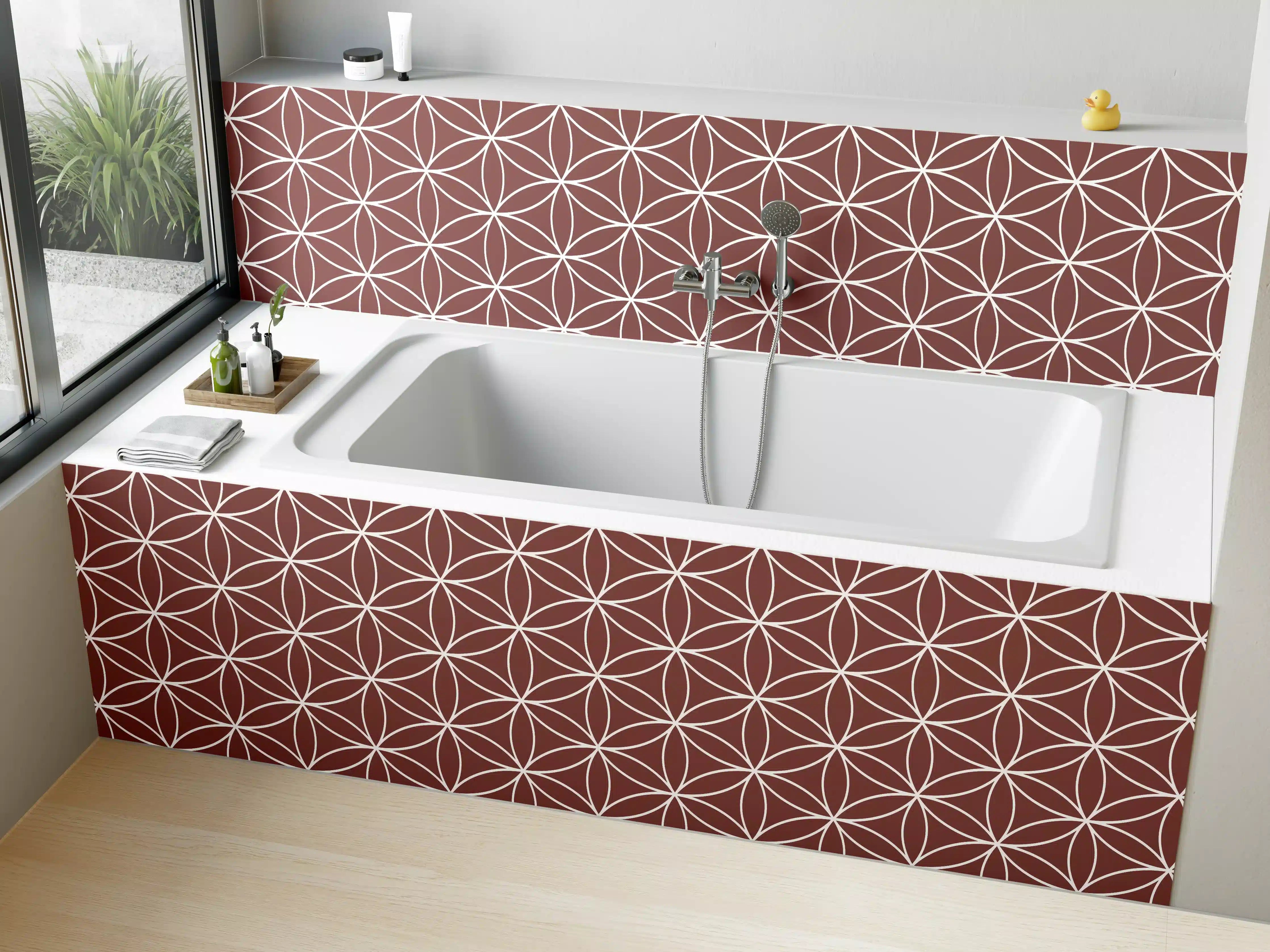 Badewannen-Rückwand - Elegant Rosa Blütenmuster