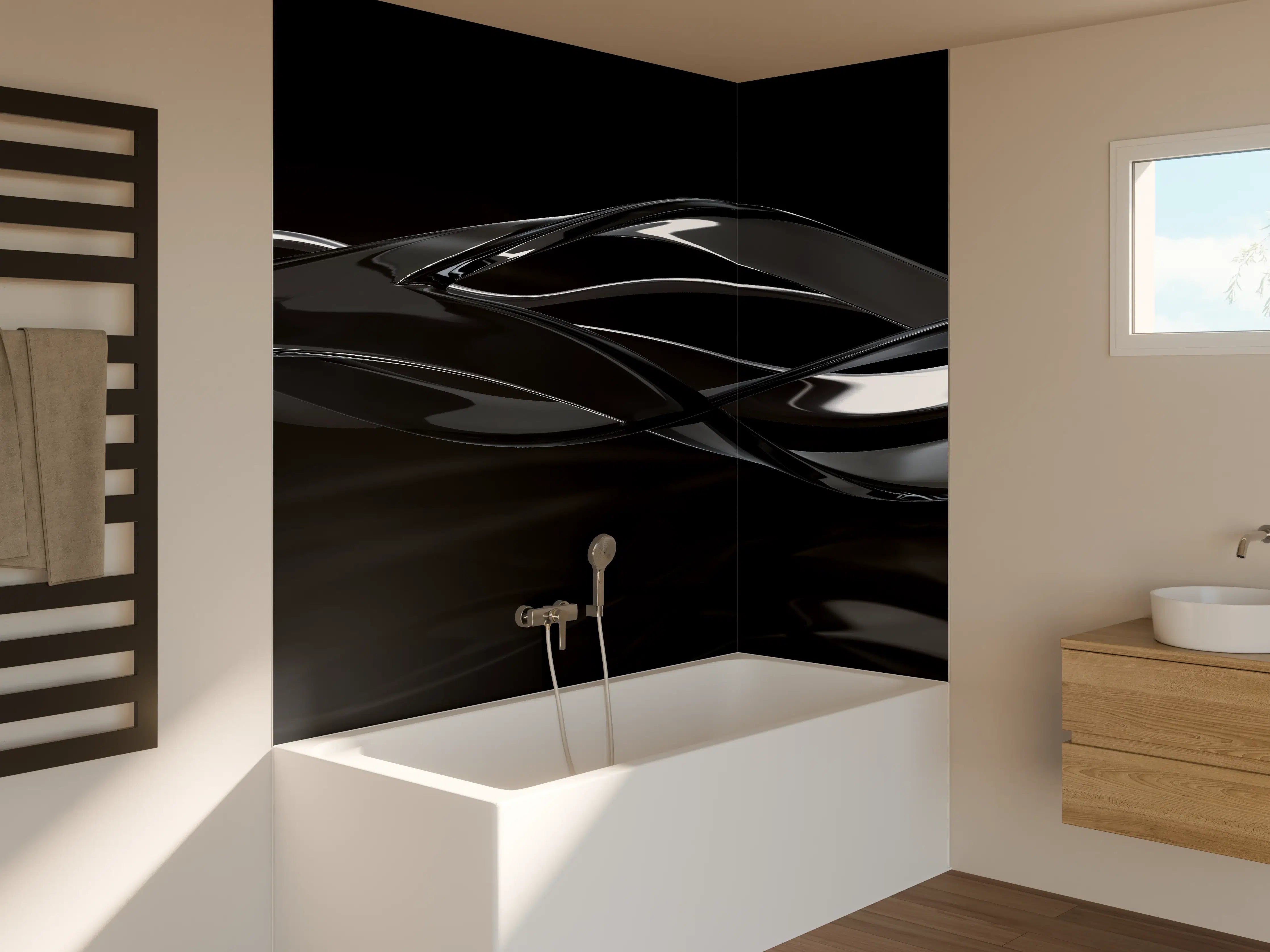 Badewannen-Rückwand - Elegant fließende Bewegung