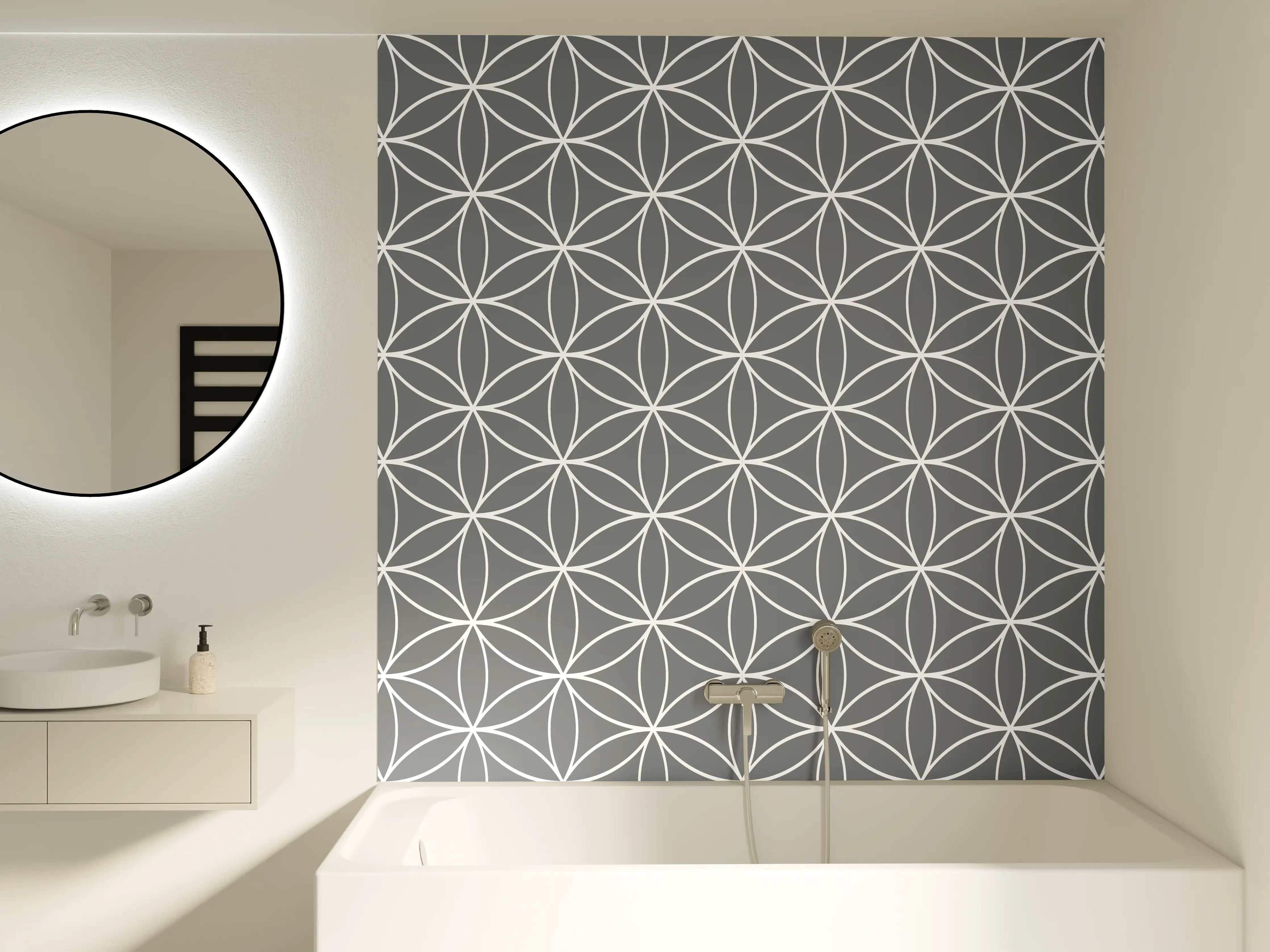 Badewannen-Rückwand - Elegante Graugraue Wandkunst