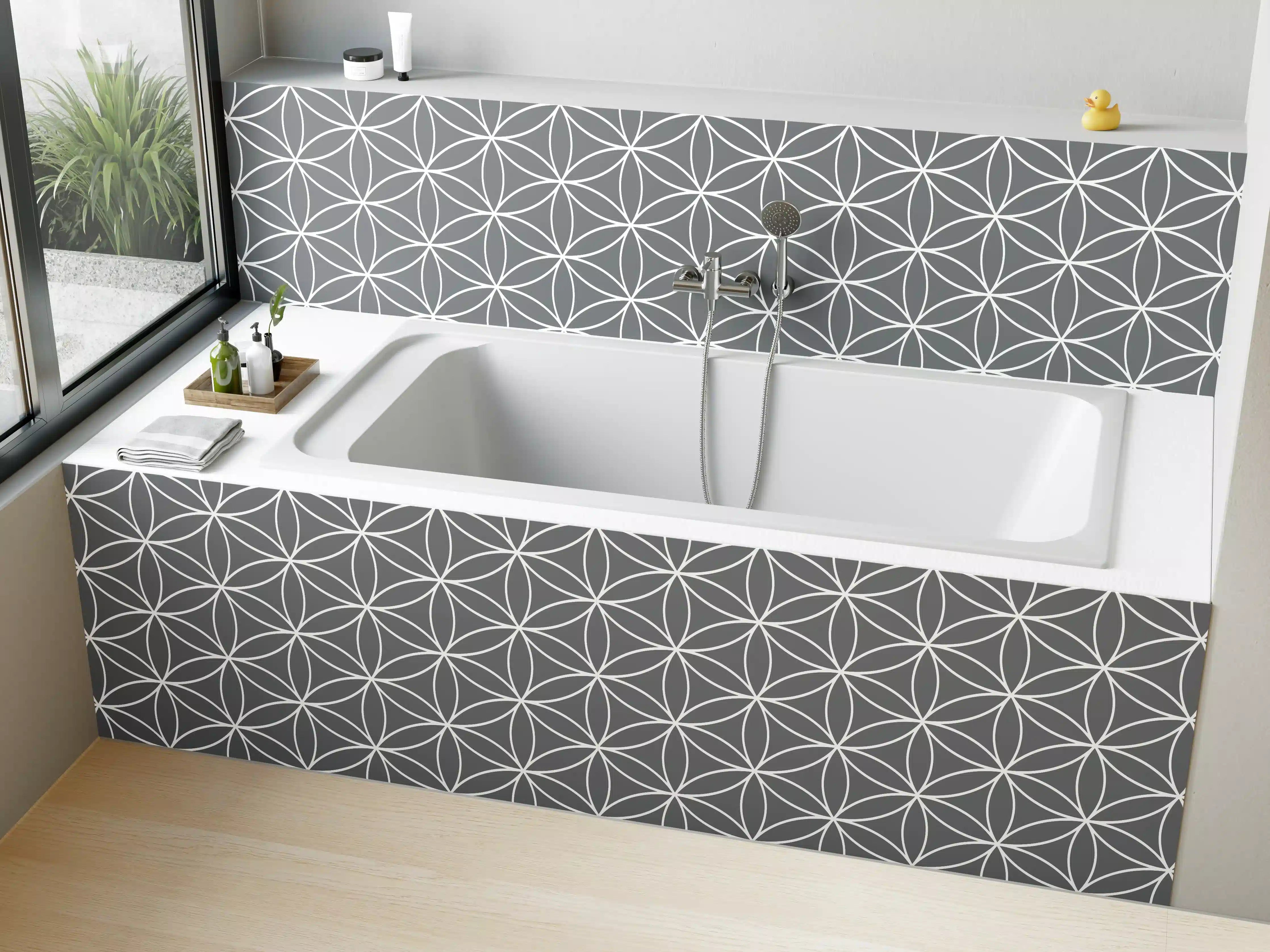 Badewannen-Rückwand - Elegante Graugraue Wandkunst