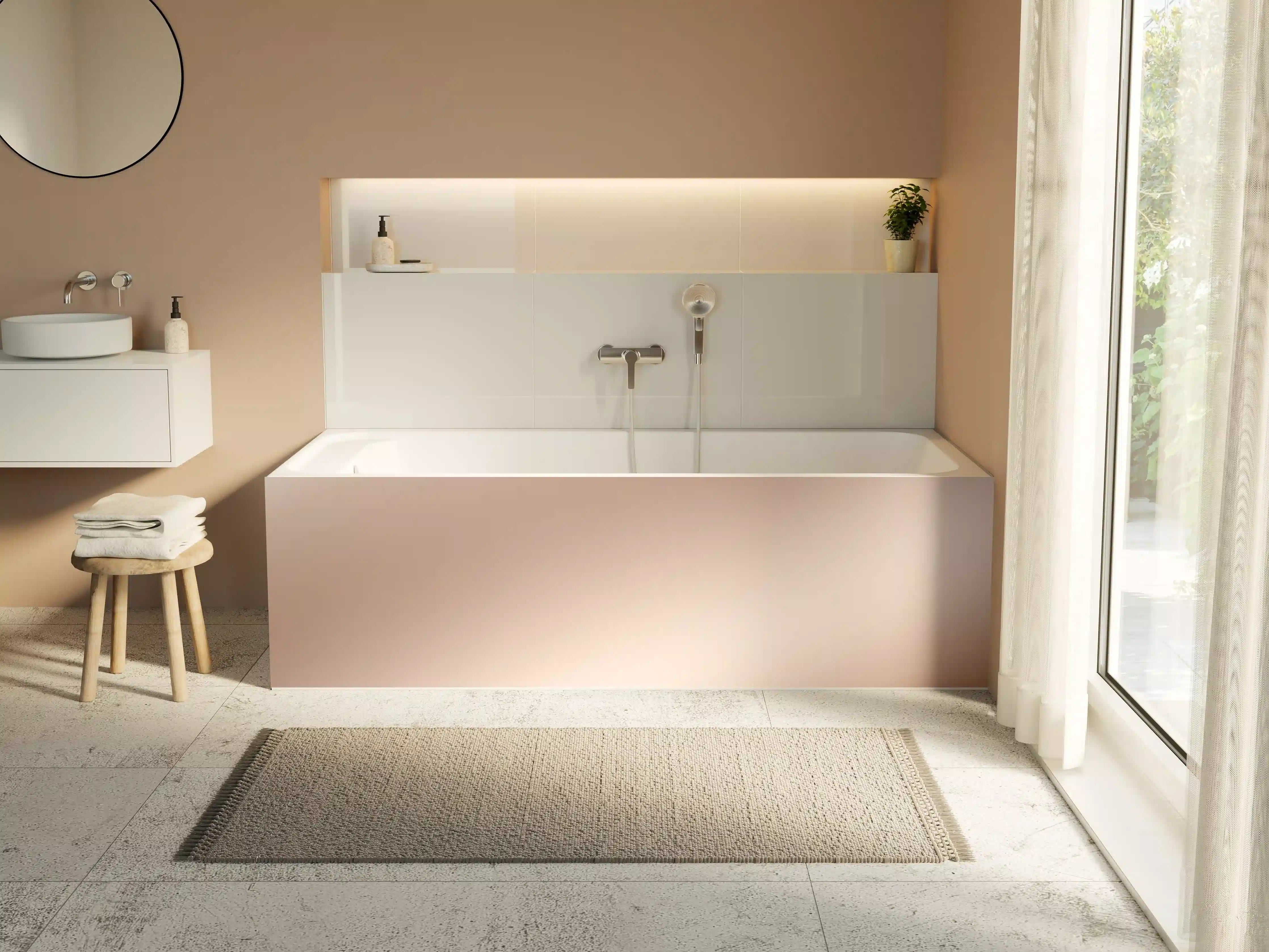 Badewannen-Rückwand - Elegante Metallic-Bronze Wand